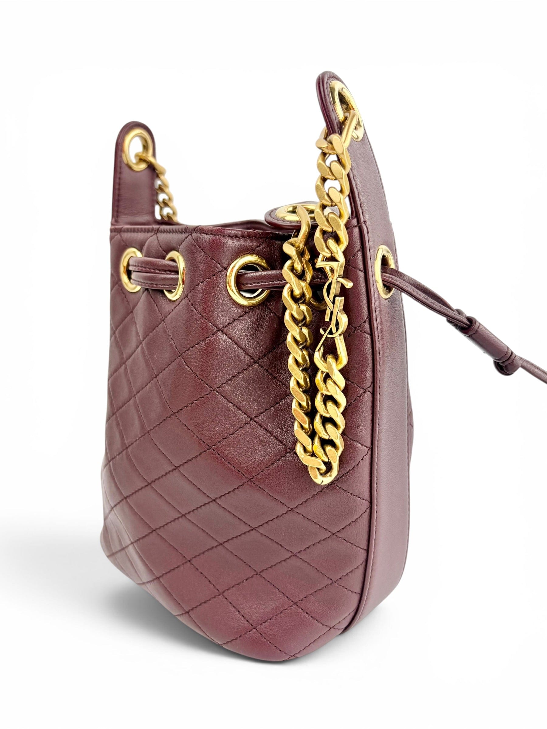 Saint Laurent Burgundy Bucket Drawstring