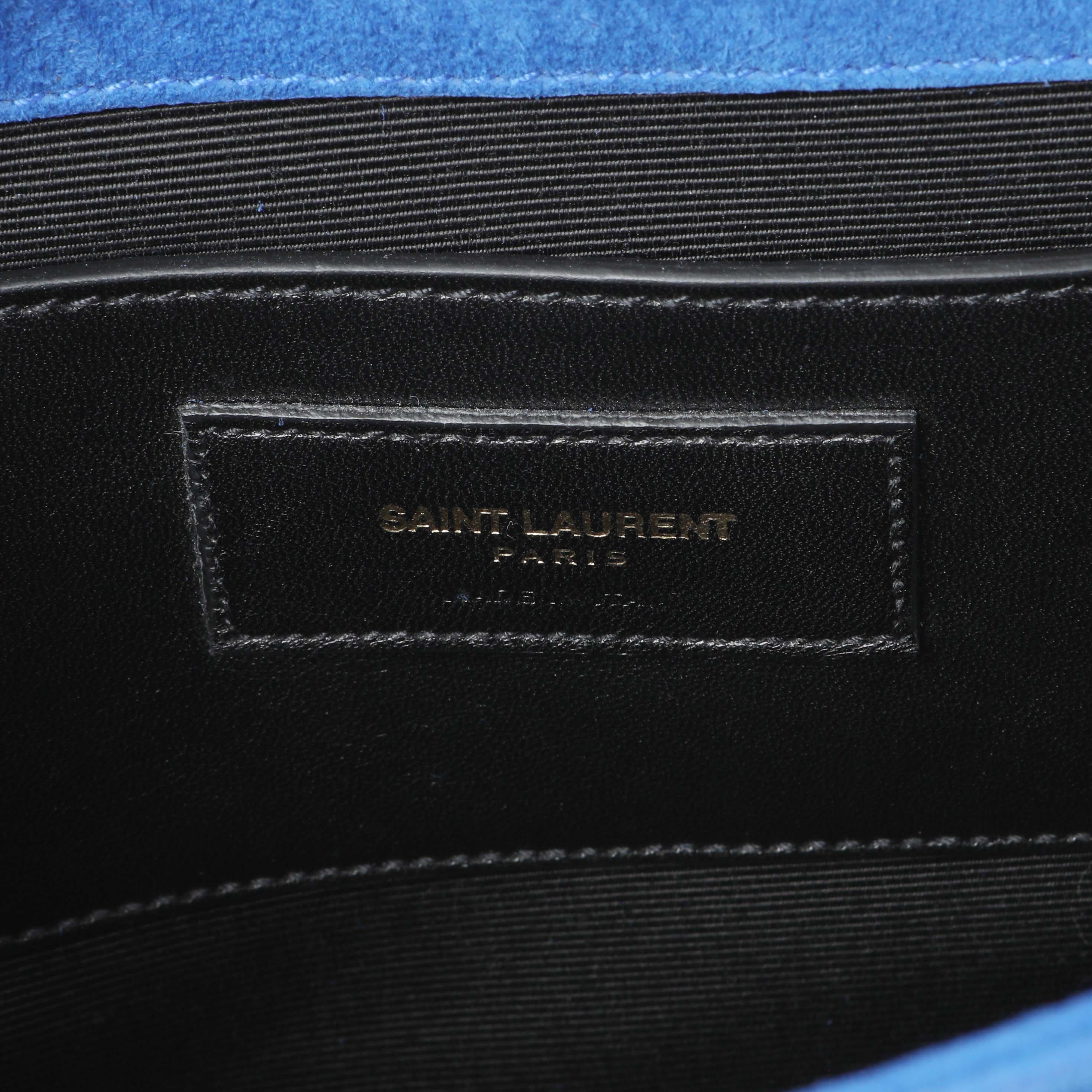 Saint Laurent Blue Suede Medium Classic Monogram Kate Tassel Satchel