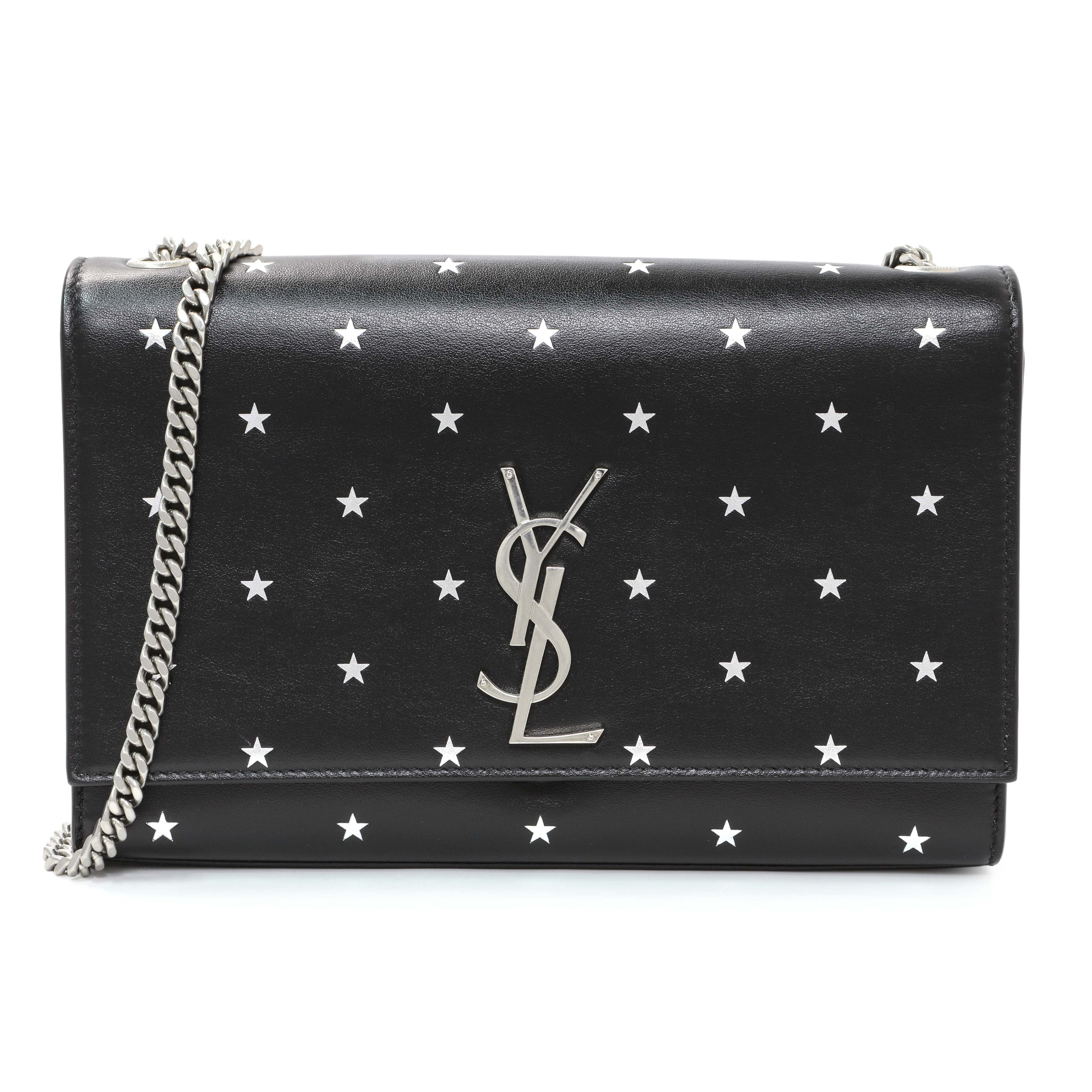 Saint Laurent Black Star Print Calfskin Medium Kate Satchel