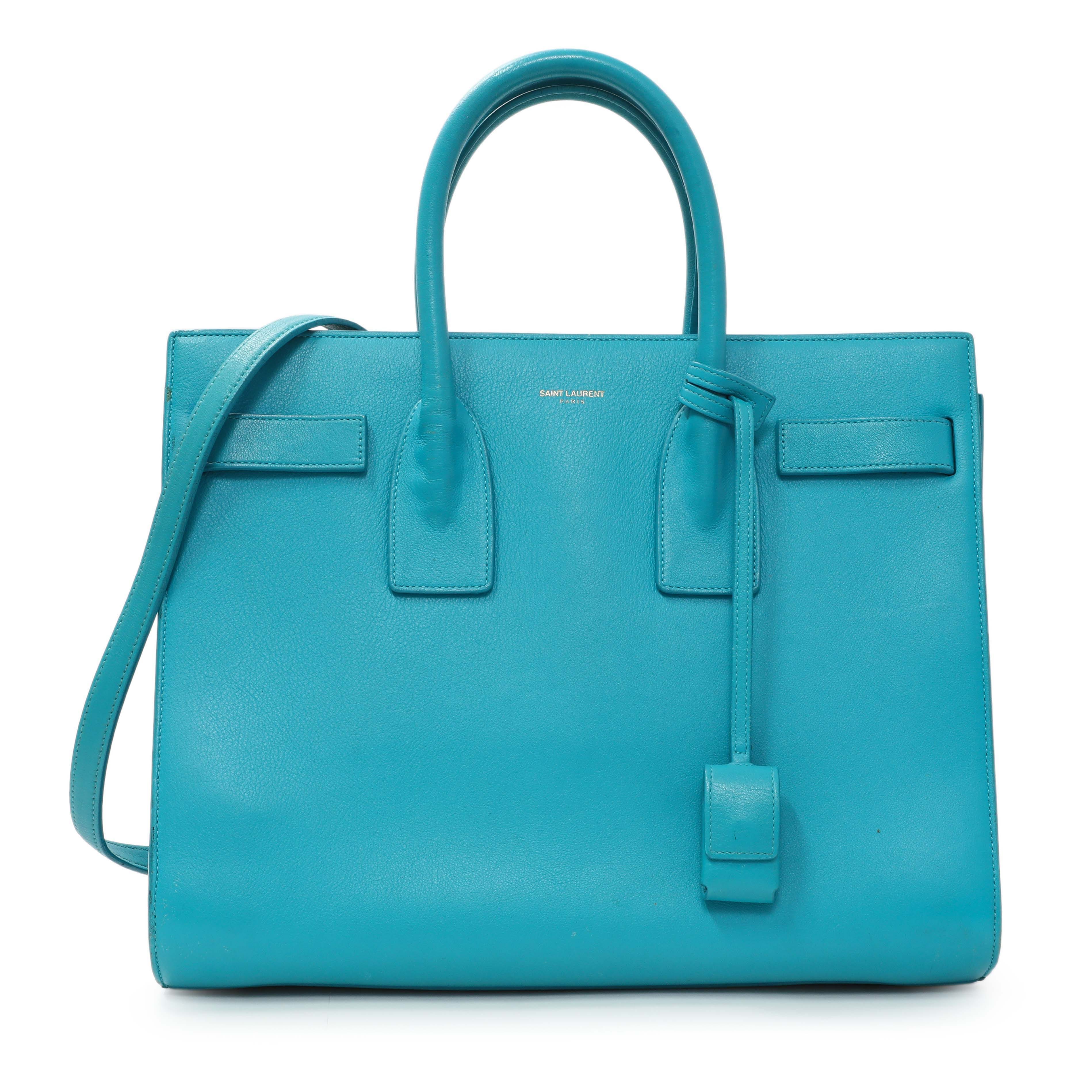 Saint Laurent Blue Calfskin Small Sac De Jour