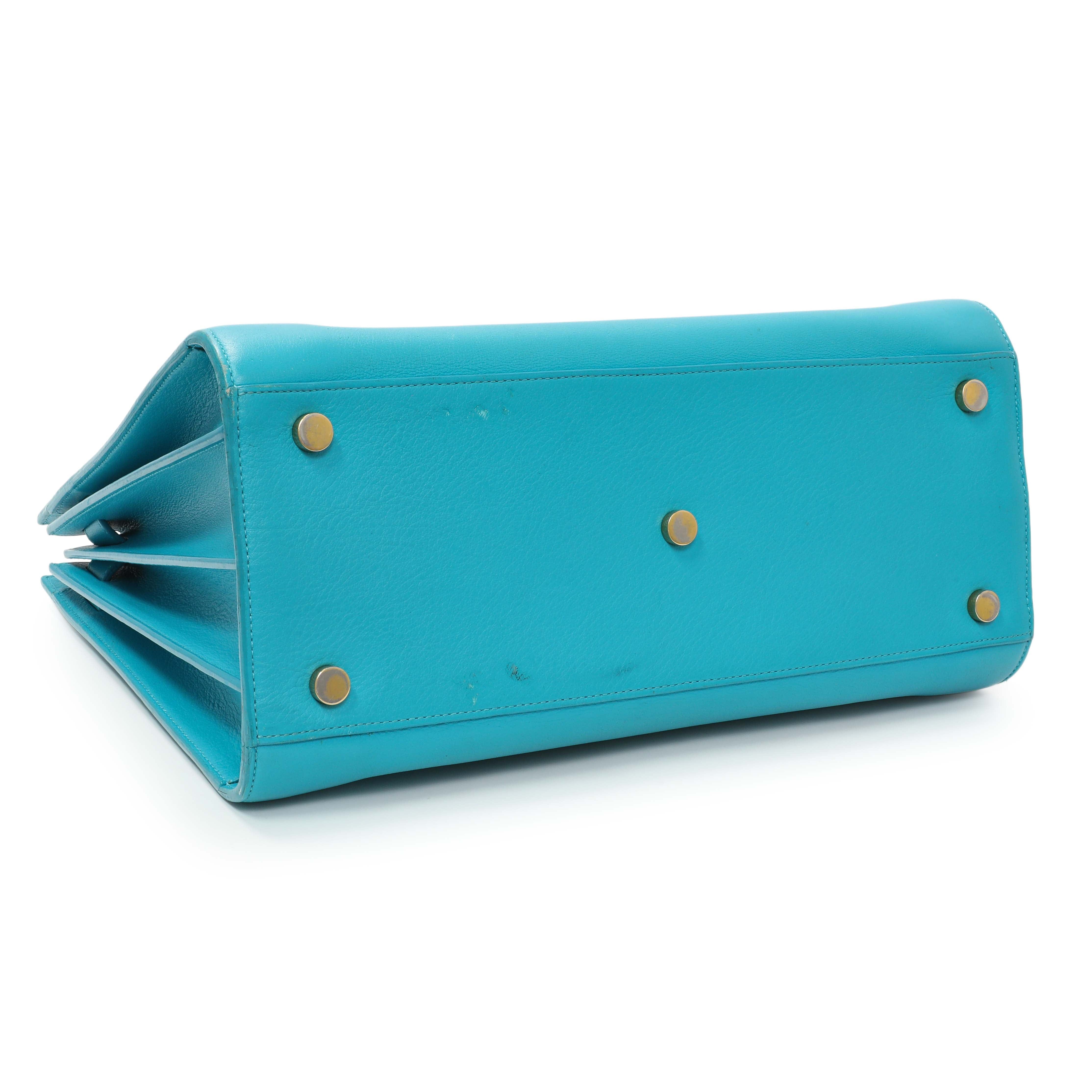Saint Laurent Blue Calfskin Small Sac De Jour