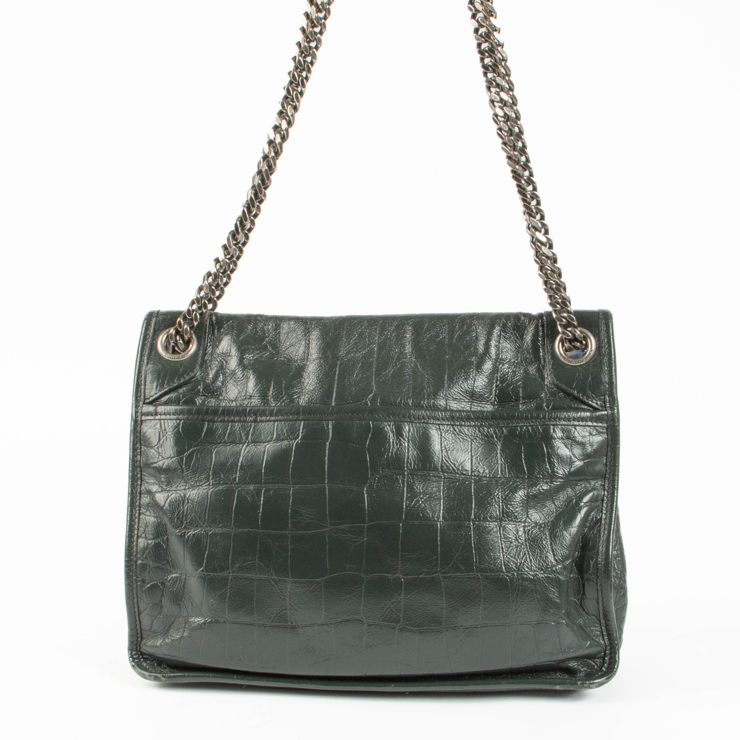 Saint Laurent Green Croc - Embossed Niki Bag