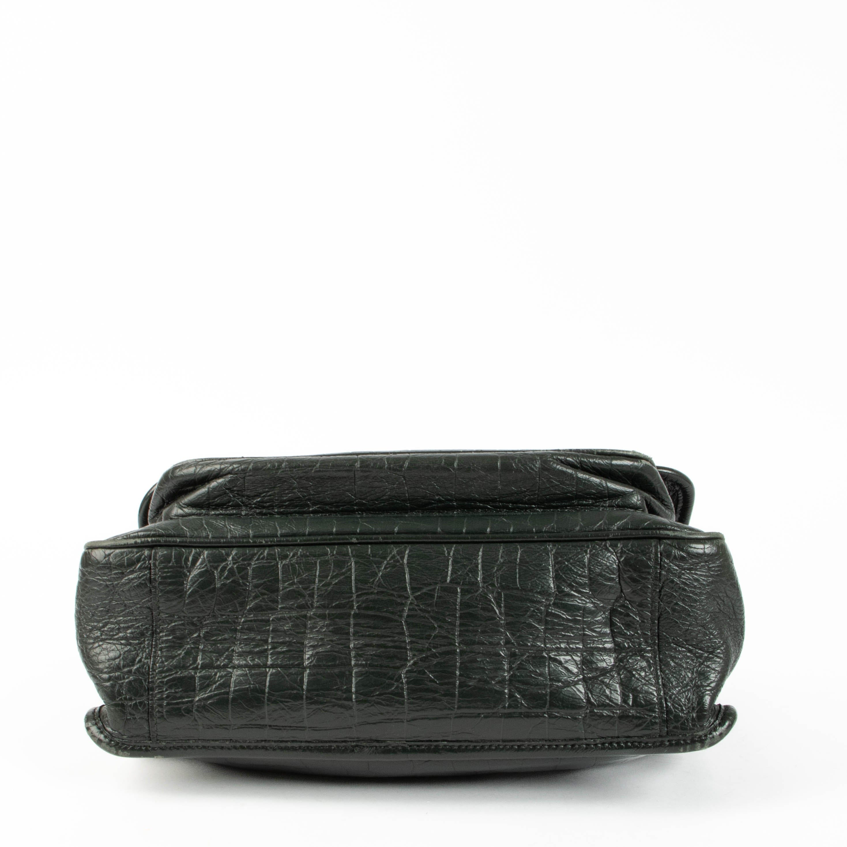 Saint Laurent Green Croc - Embossed Niki Bag