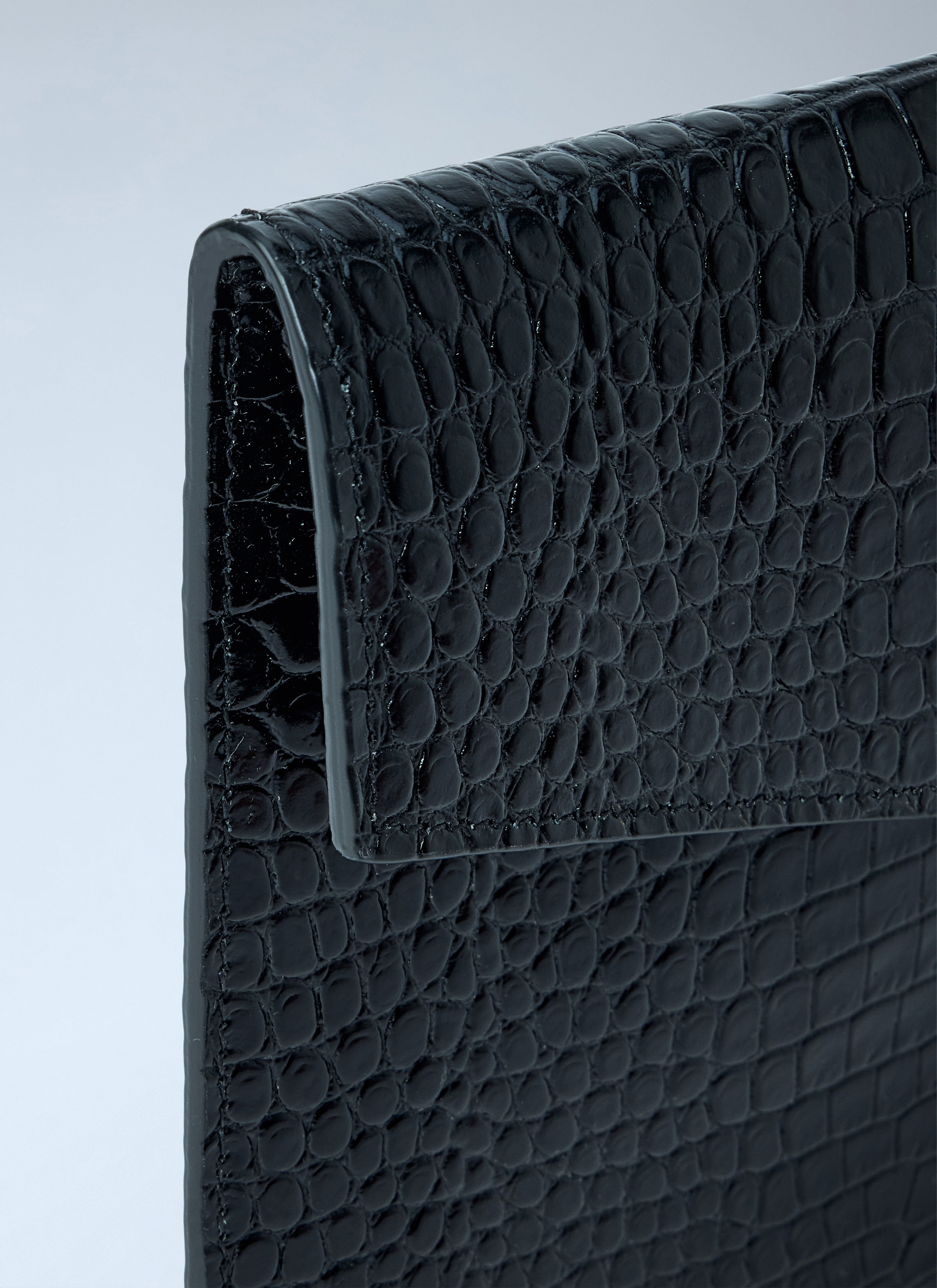 Saint Laurent Women Uptown Crocodile - Embossed Shiny Leather Pouch