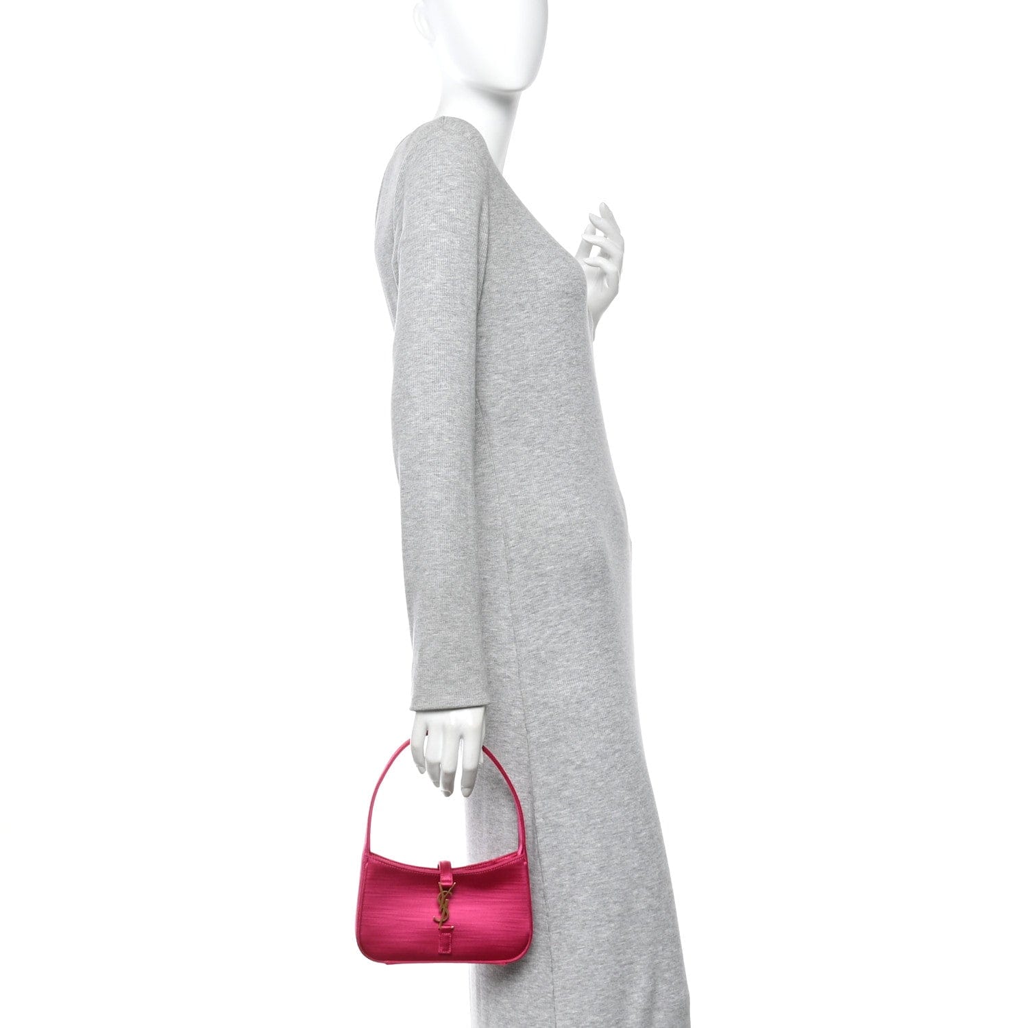 Saint Laurent Satin Le 5 A 7 Mini Hobo Guava Pink