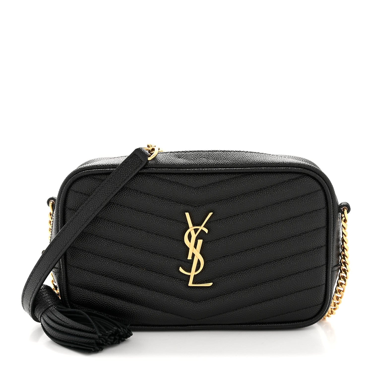 Saint Laurent Grain De Poudre Matelasse Monogram Mini Lou Camera Bag Black