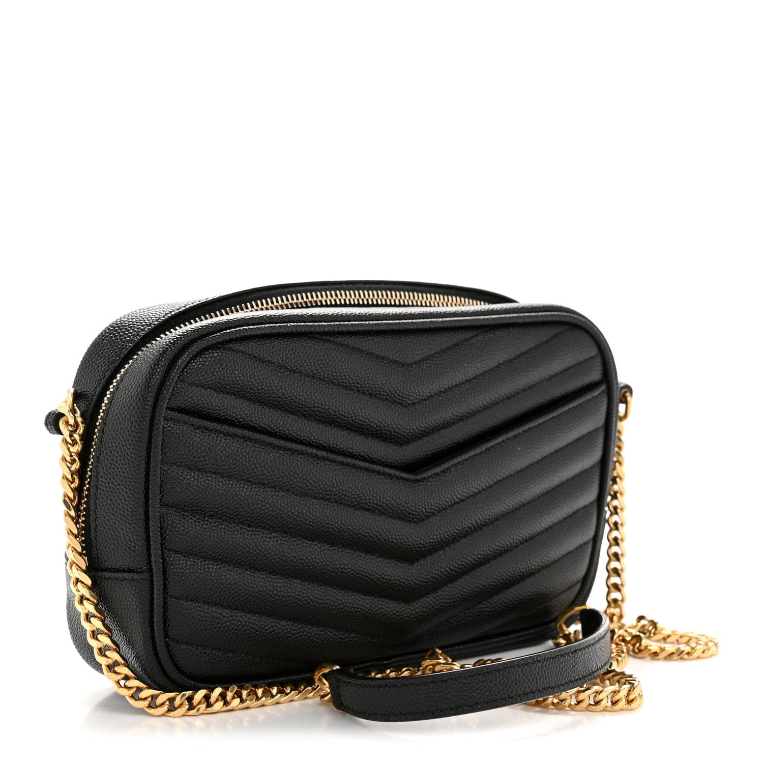 Saint Laurent Grain De Poudre Matelasse Monogram Mini Lou Camera Bag Black