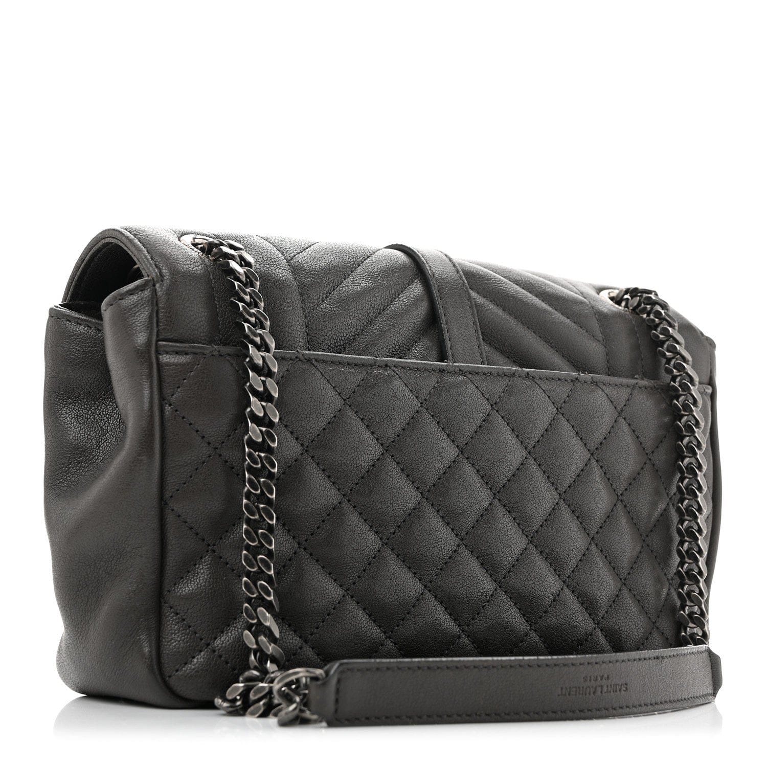 Saint Laurent Sheepskin Tri - Quilt Monogram Medium College Bag Coal
