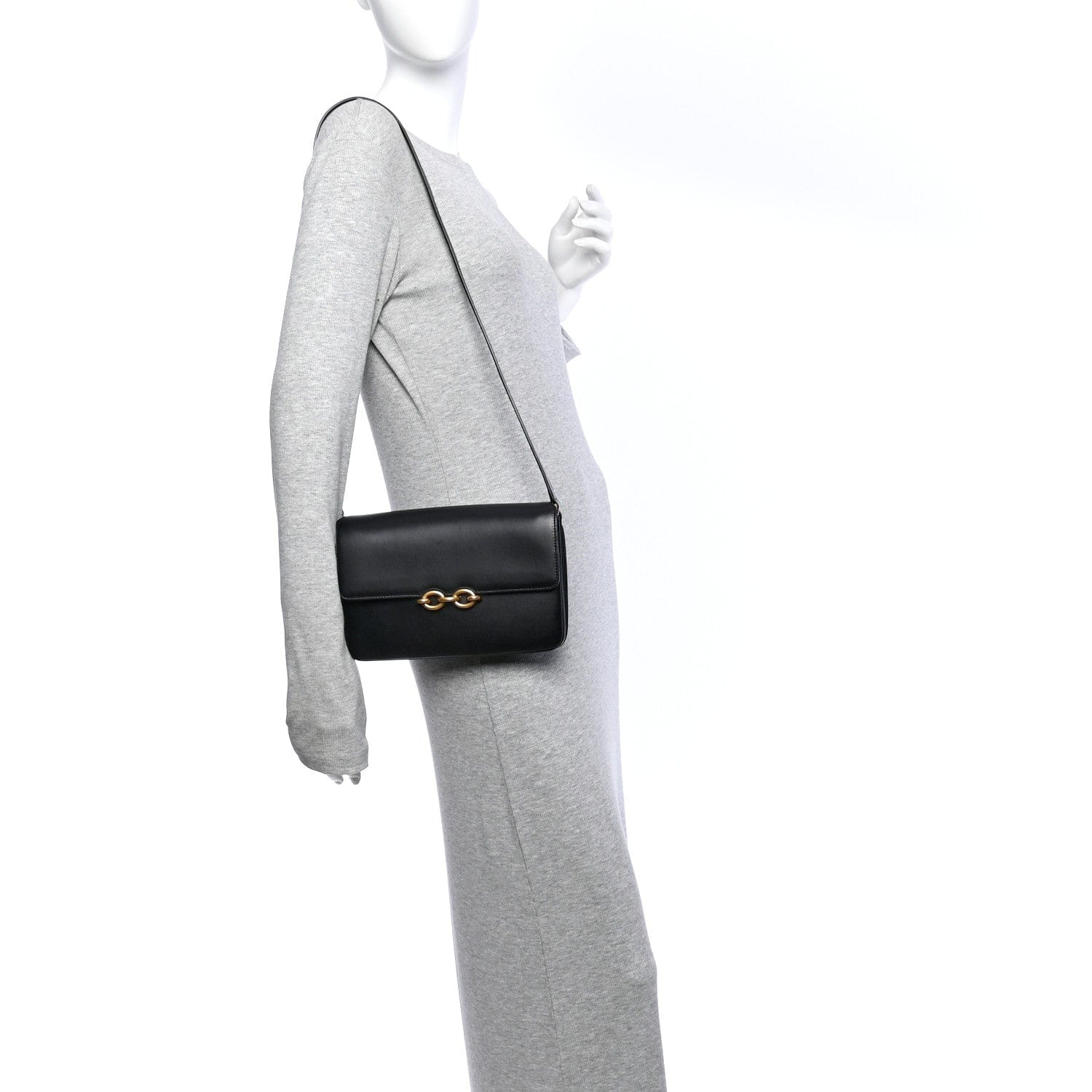 Saint Laurent Smooth Calfskin Le Maillon Satchel Black