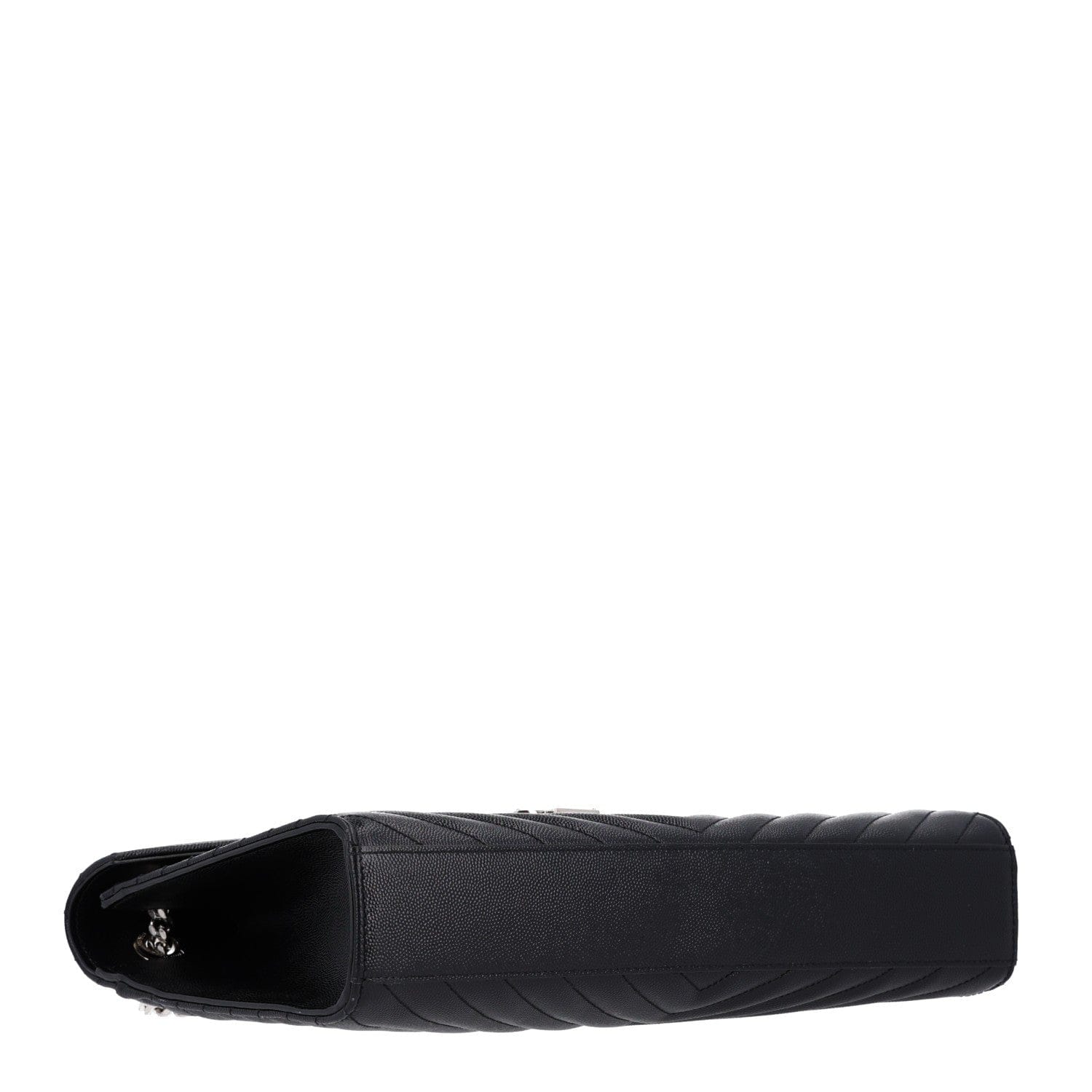 Saint Laurent Grain De Poudre Matelasse Chevron Large Monogram Satchel Black