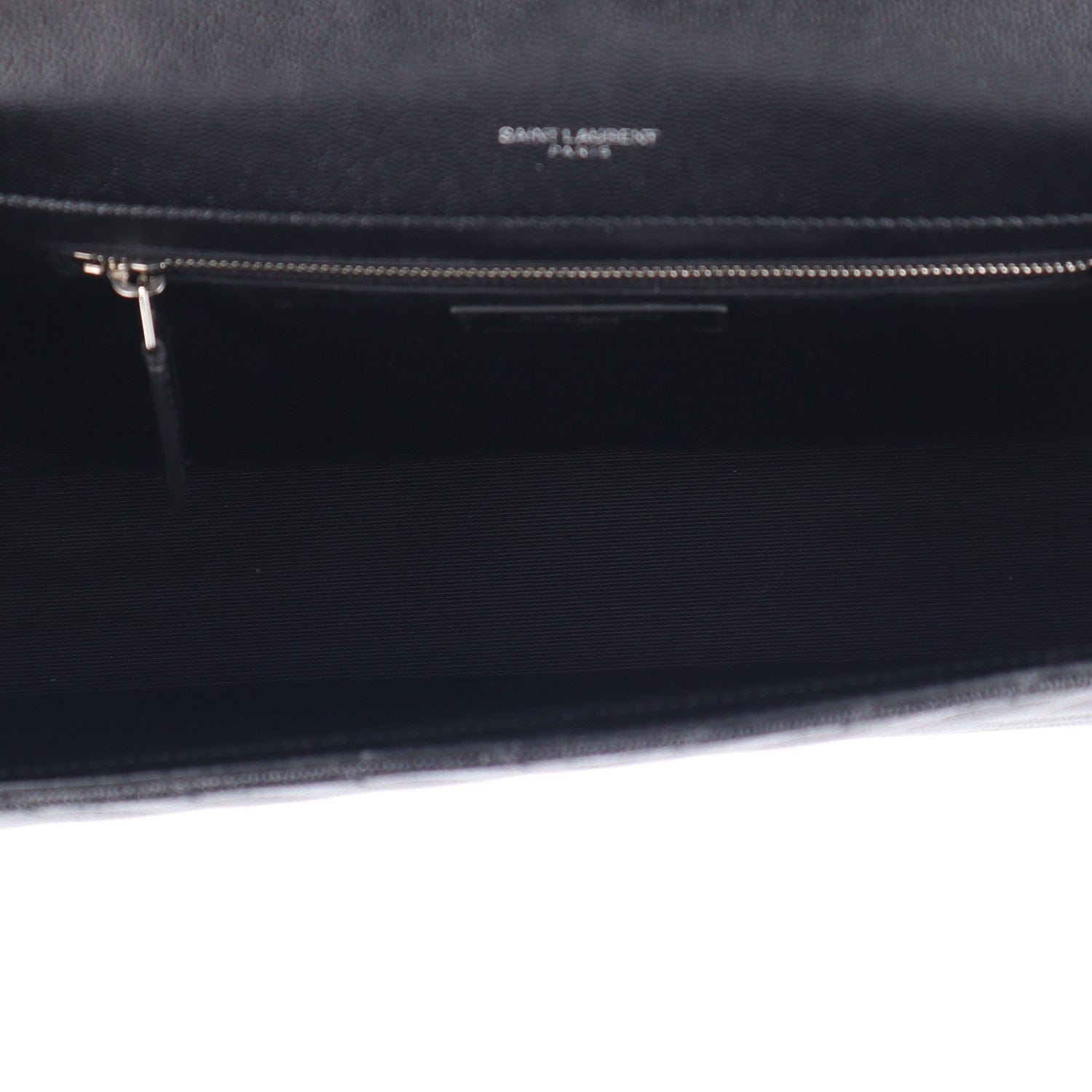 Saint Laurent Grain De Poudre Matelasse Chevron Large Monogram Satchel Black