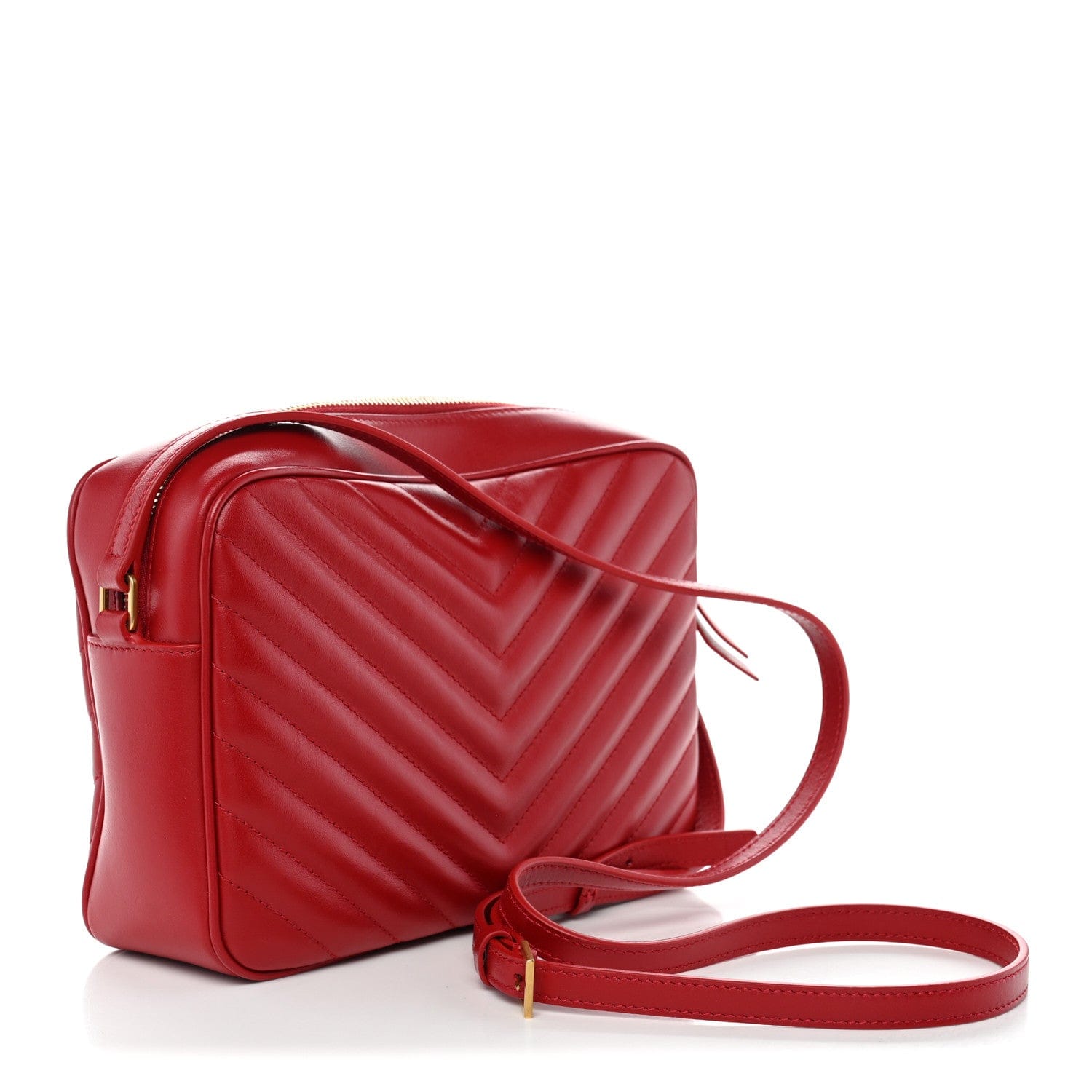 Saint Laurent Calfskin Matelasse Monogram Lou Camera Bag Rouge Eros