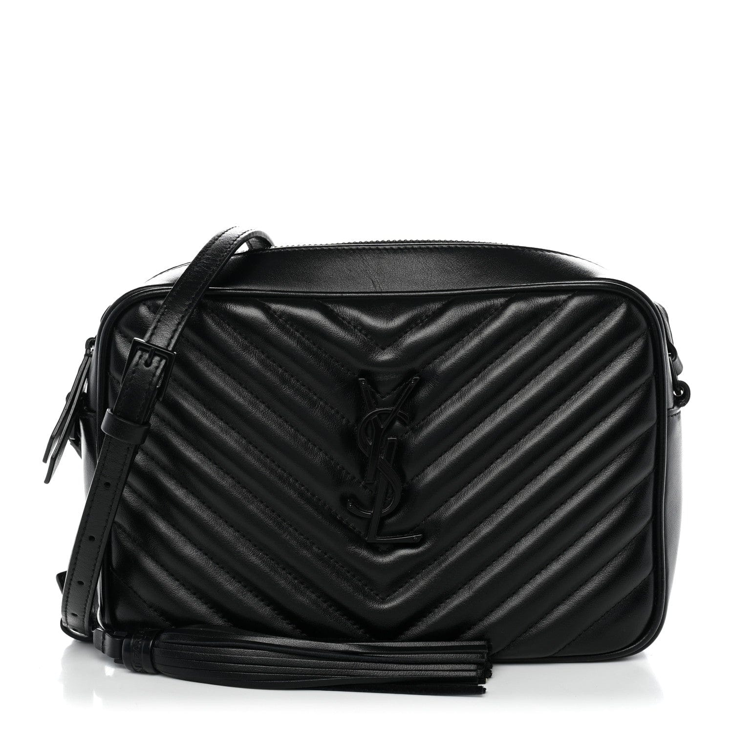 Saint Laurent Calfskin Matelasse Monogram Monochrome Lou Camera Bag Black