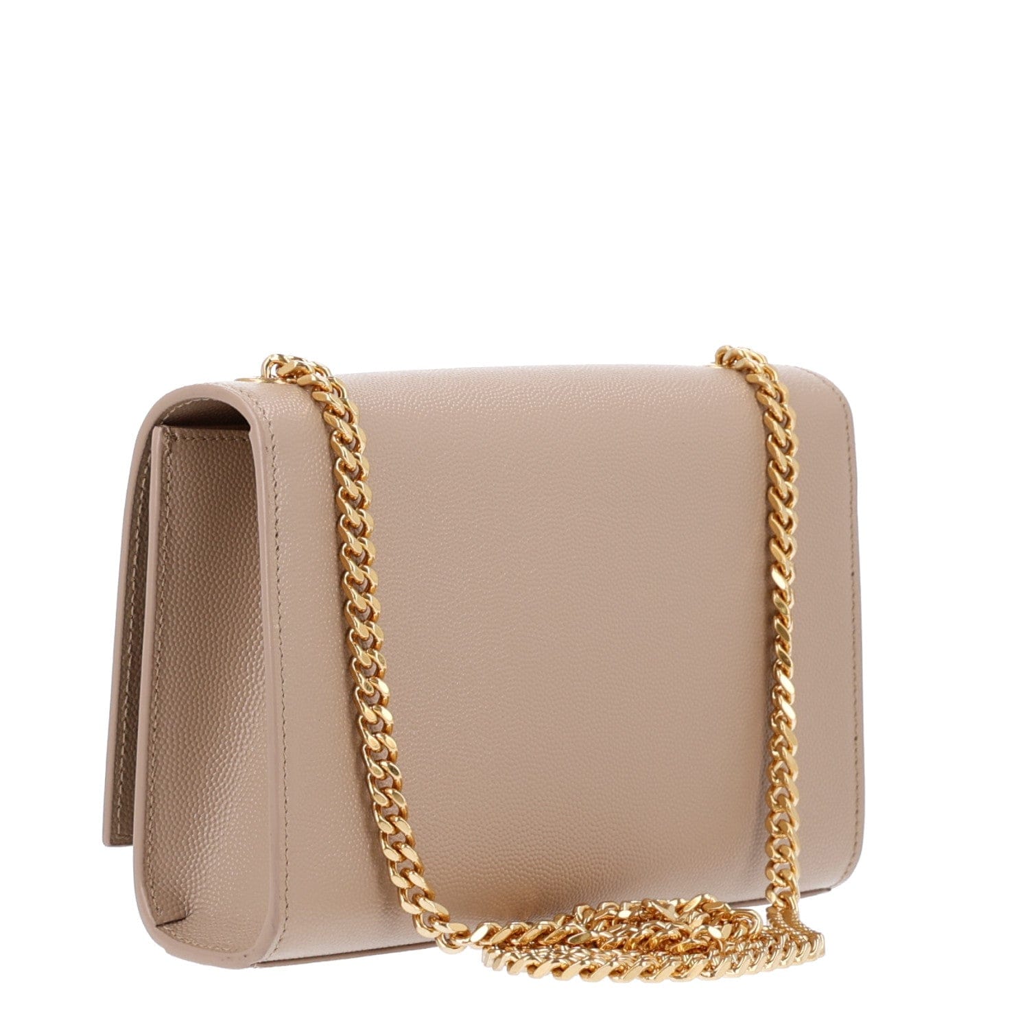 Saint Laurent Grain De Poudre Small Monogram Kate Satchel Dark Beige
