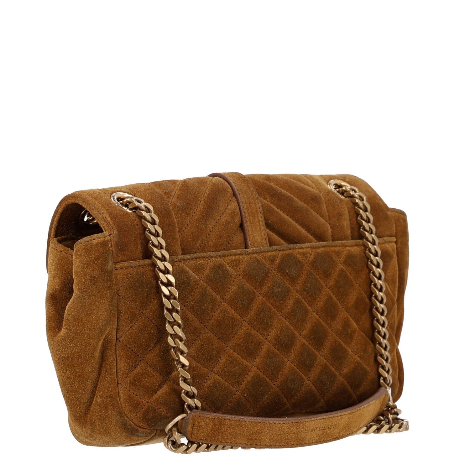 Saint Laurent Suede Tri - Quilt Monogram Medium College Bag Ochre