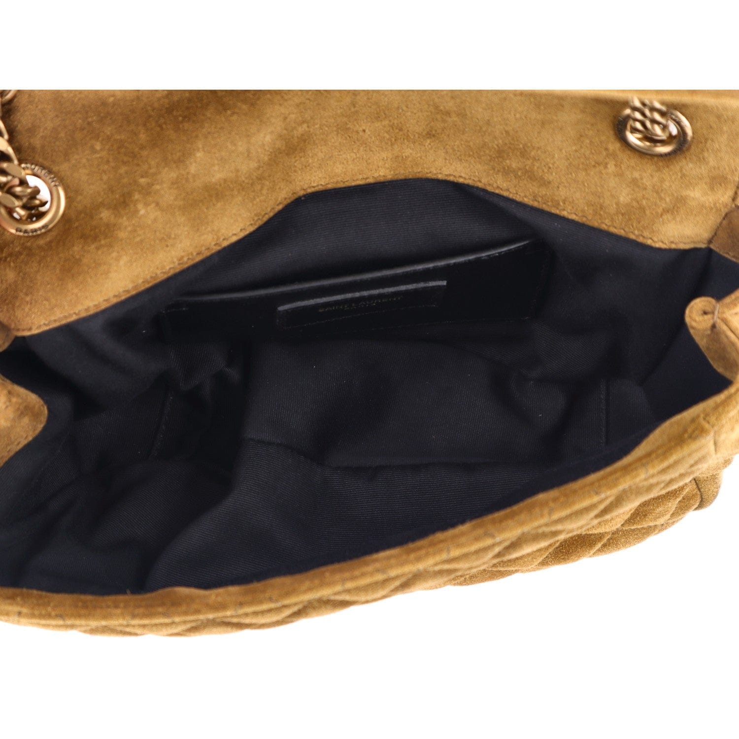 Saint Laurent Suede Tri - Quilt Monogram Medium College Bag Ochre