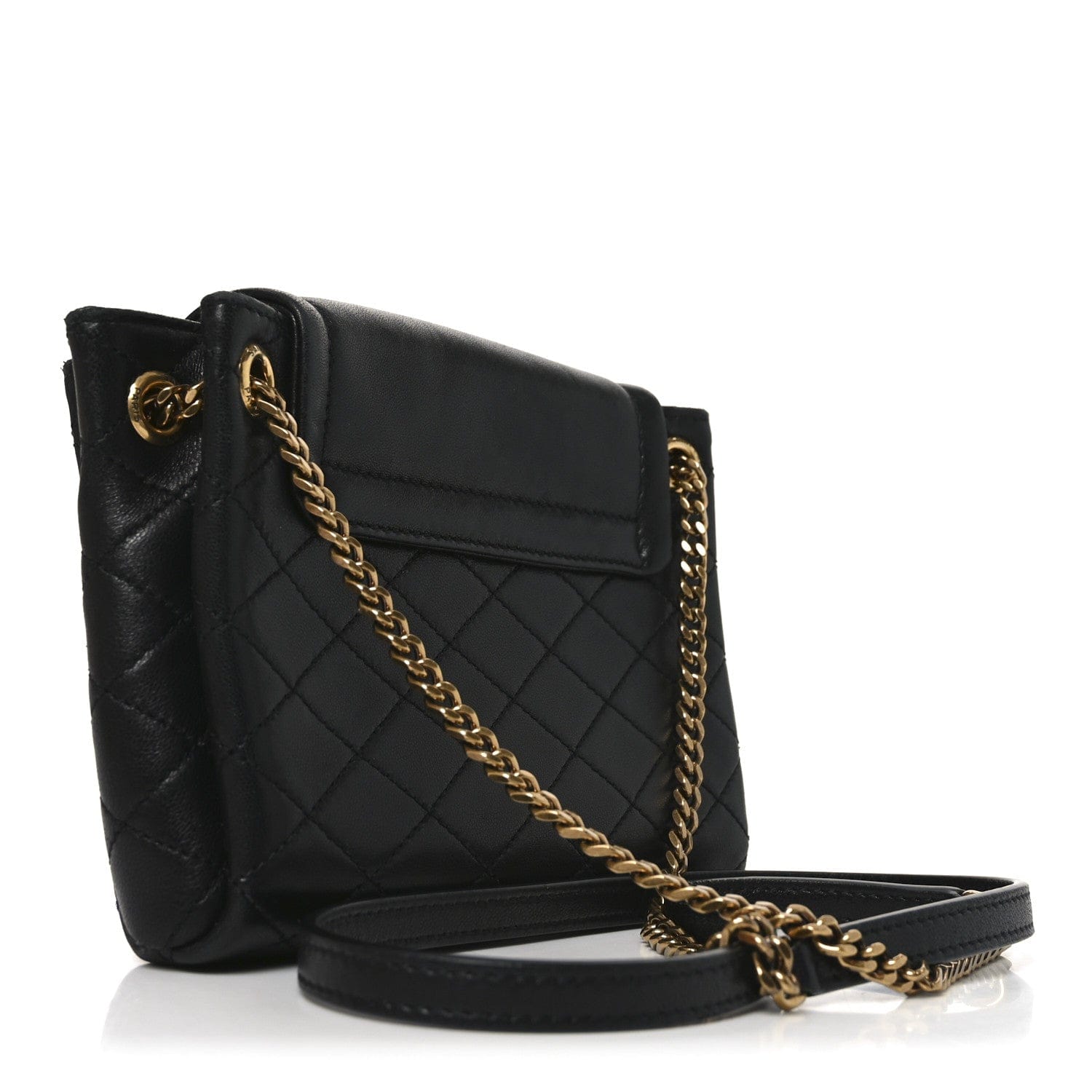Saint Laurent Lambskin Quilted Monogram Mini Nolita Black