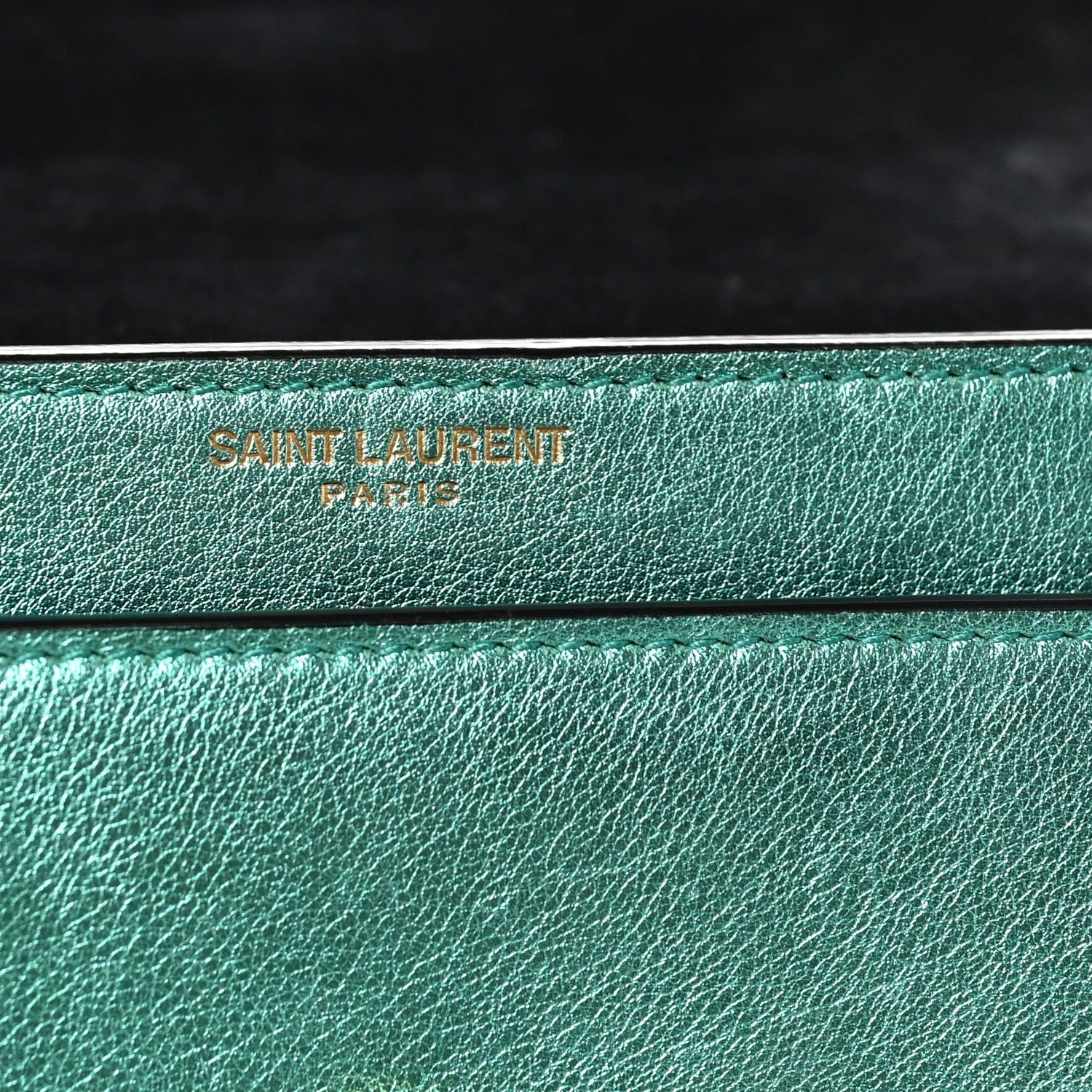 Saint Laurent Metallic Calfskin Small Monogram Sunset Chlorophille