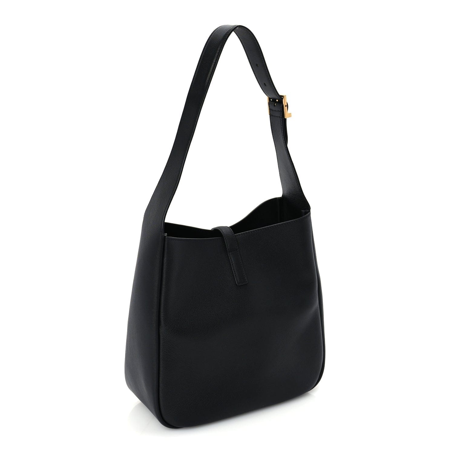 Saint Laurent Smooth Calfskin Small Le 5 A 7 Soft Hobo Black