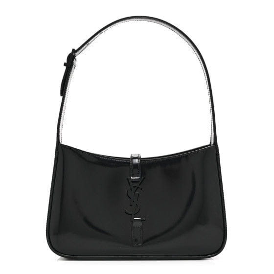 Saint Laurent Patent Le 5 A 7 Monochrome Hobo Black