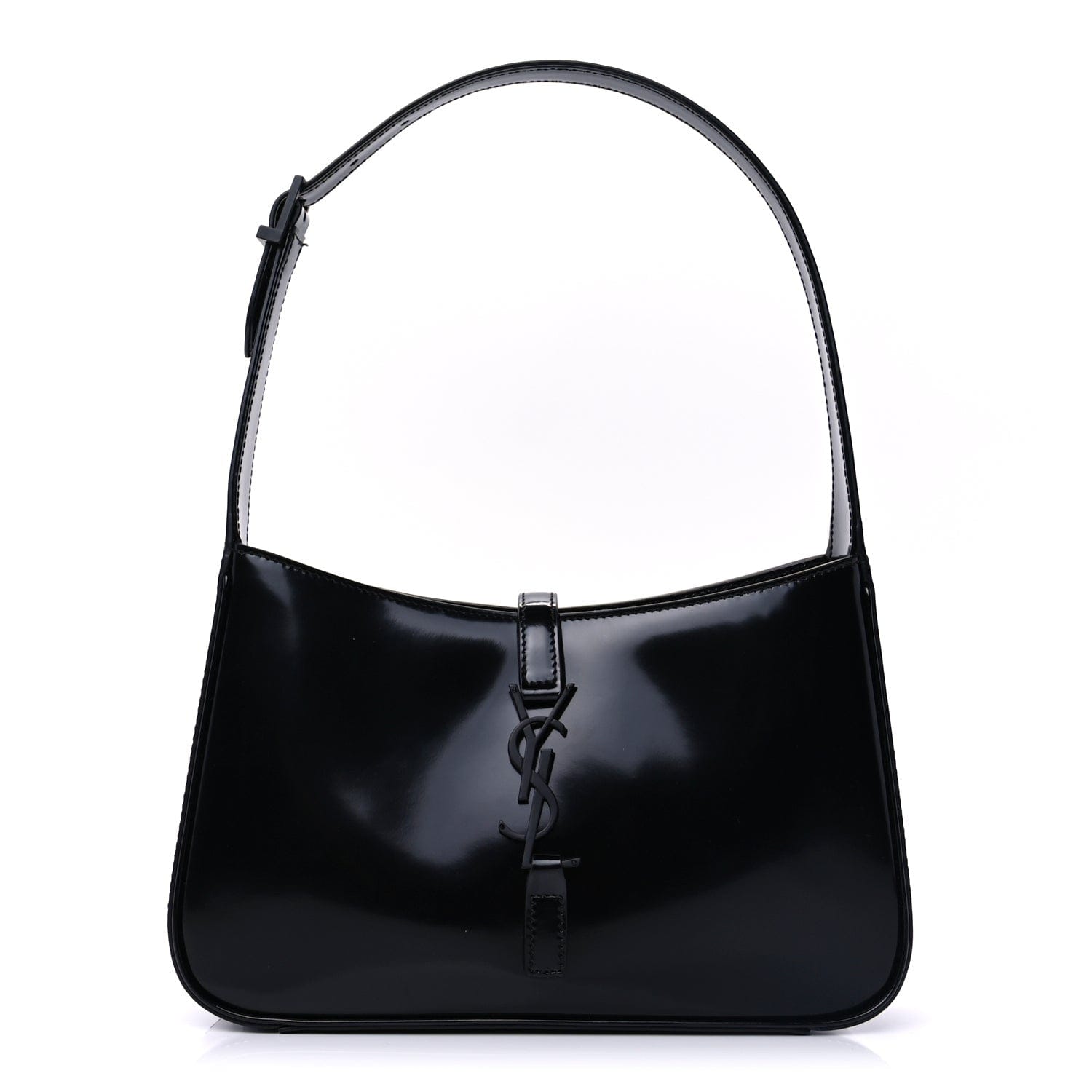 Saint Laurent Patent Le 5 A 7 Monochrome Hobo Black