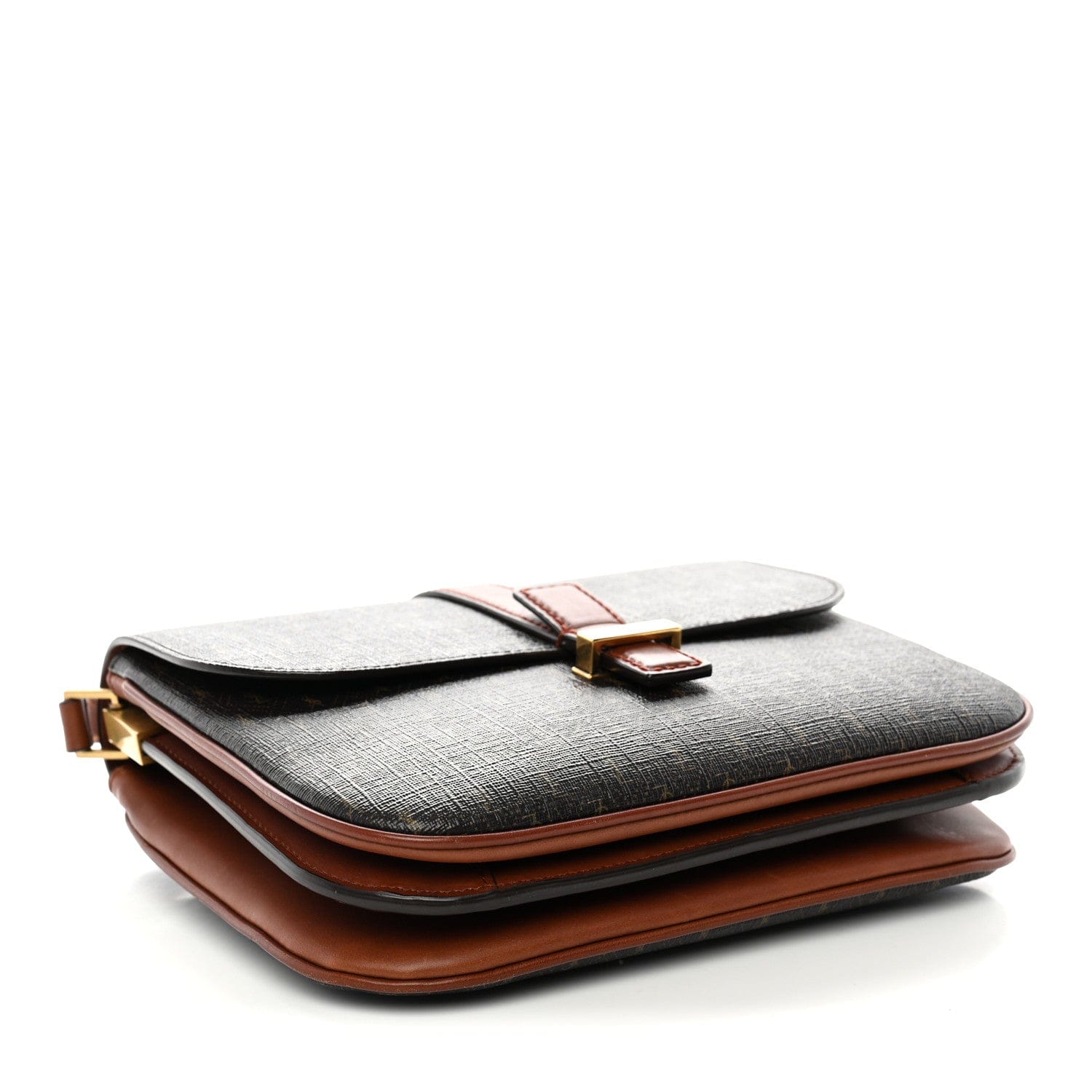 Saint Laurent Canvas Smooth Calfskin Le Monogramme Satchel Chestnut