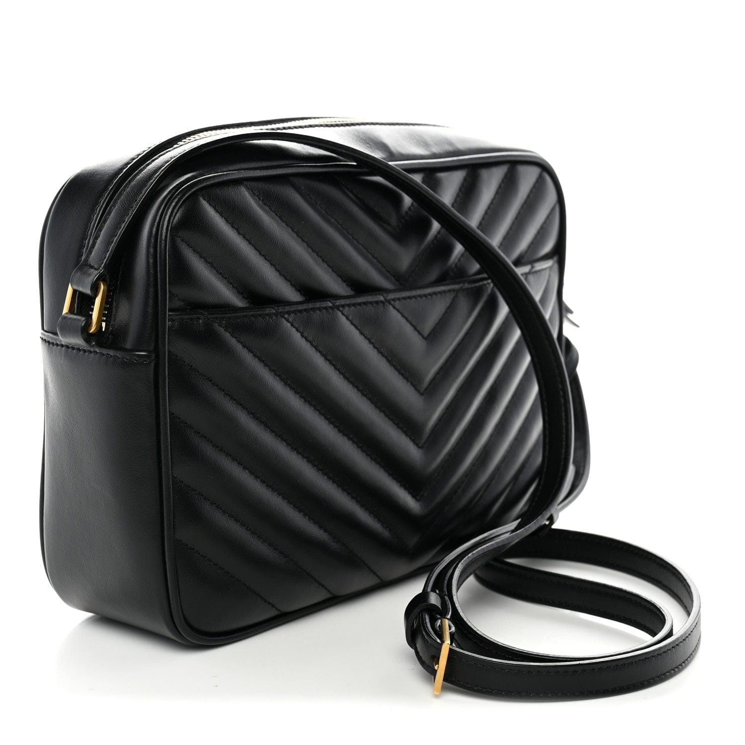 Saint Laurent Calfskin Matelasse Monogram Lou Camera Bag Black
