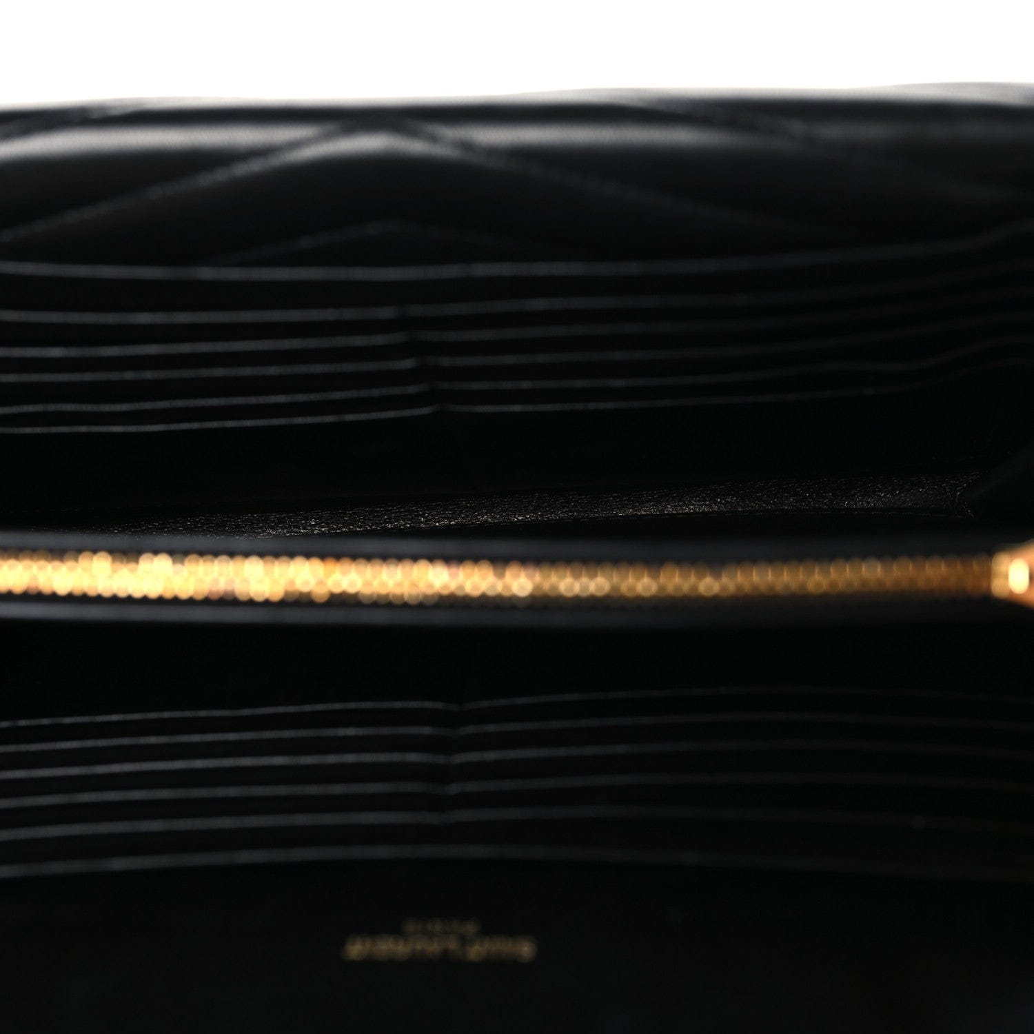 Saint Laurent Lambskin Matelasse Chevron Monogram Sulpice Chain Wallet Black
