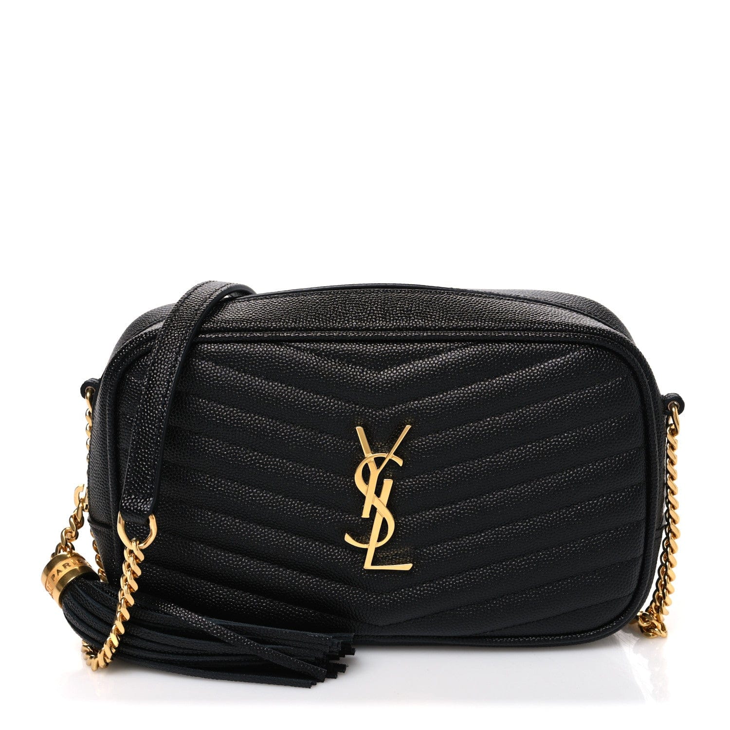 Saint Laurent Grain De Poudre Matelasse Monogram Mini Lou Camera Bag Black Black