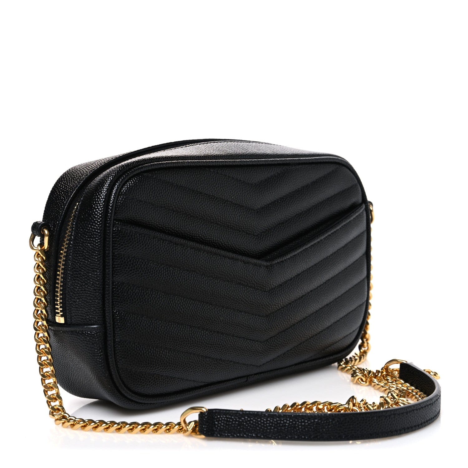 Saint Laurent Grain De Poudre Matelasse Monogram Mini Lou Camera Bag Black Black