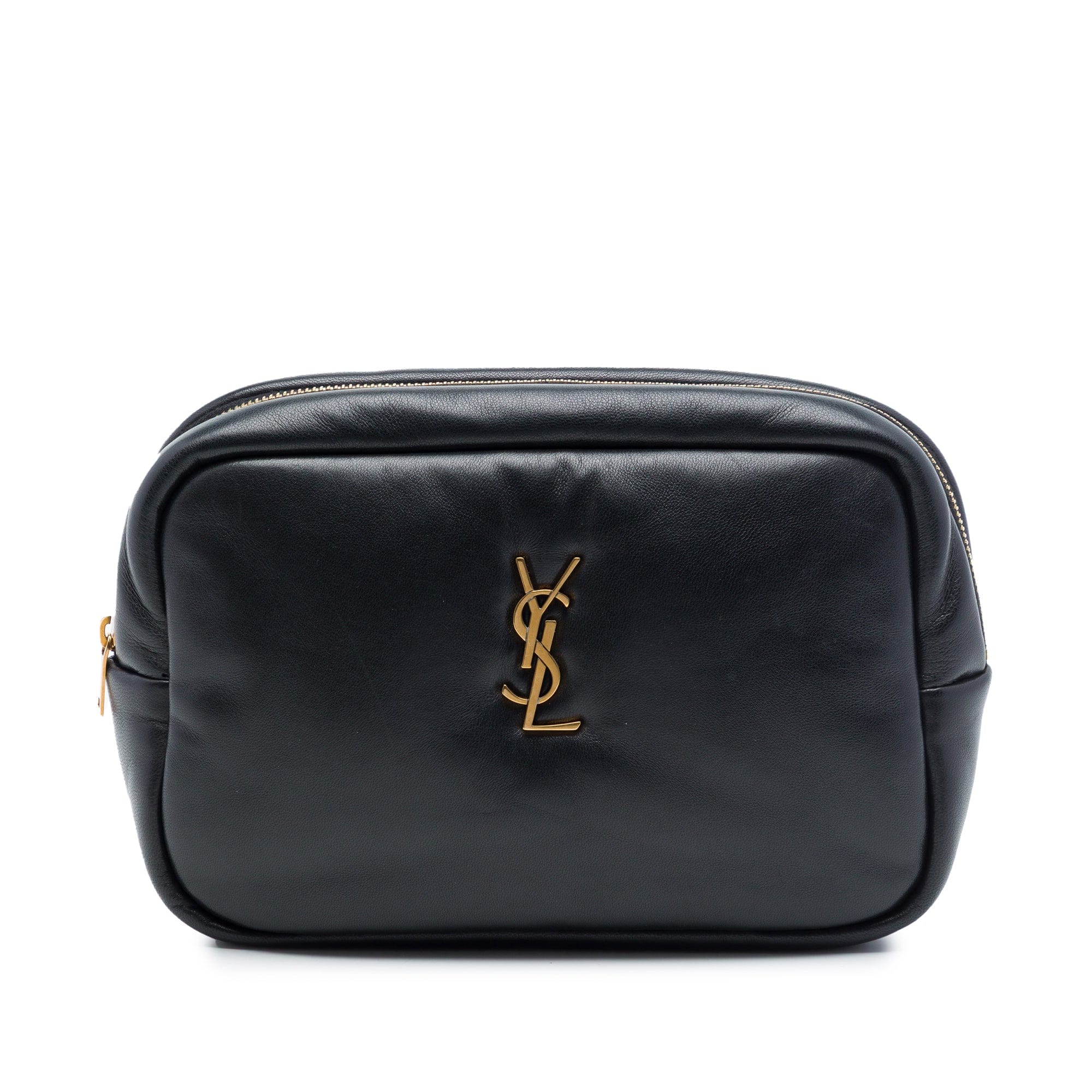 Saint Laurent Small Padded Lambskin Monogram Calypso Cosmetic Pouch