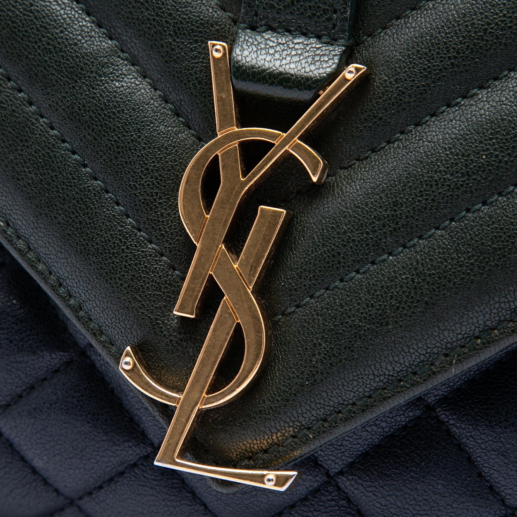 Saint Laurent Medium Triquilt Tricolor Sheepskin Monogram College Bag