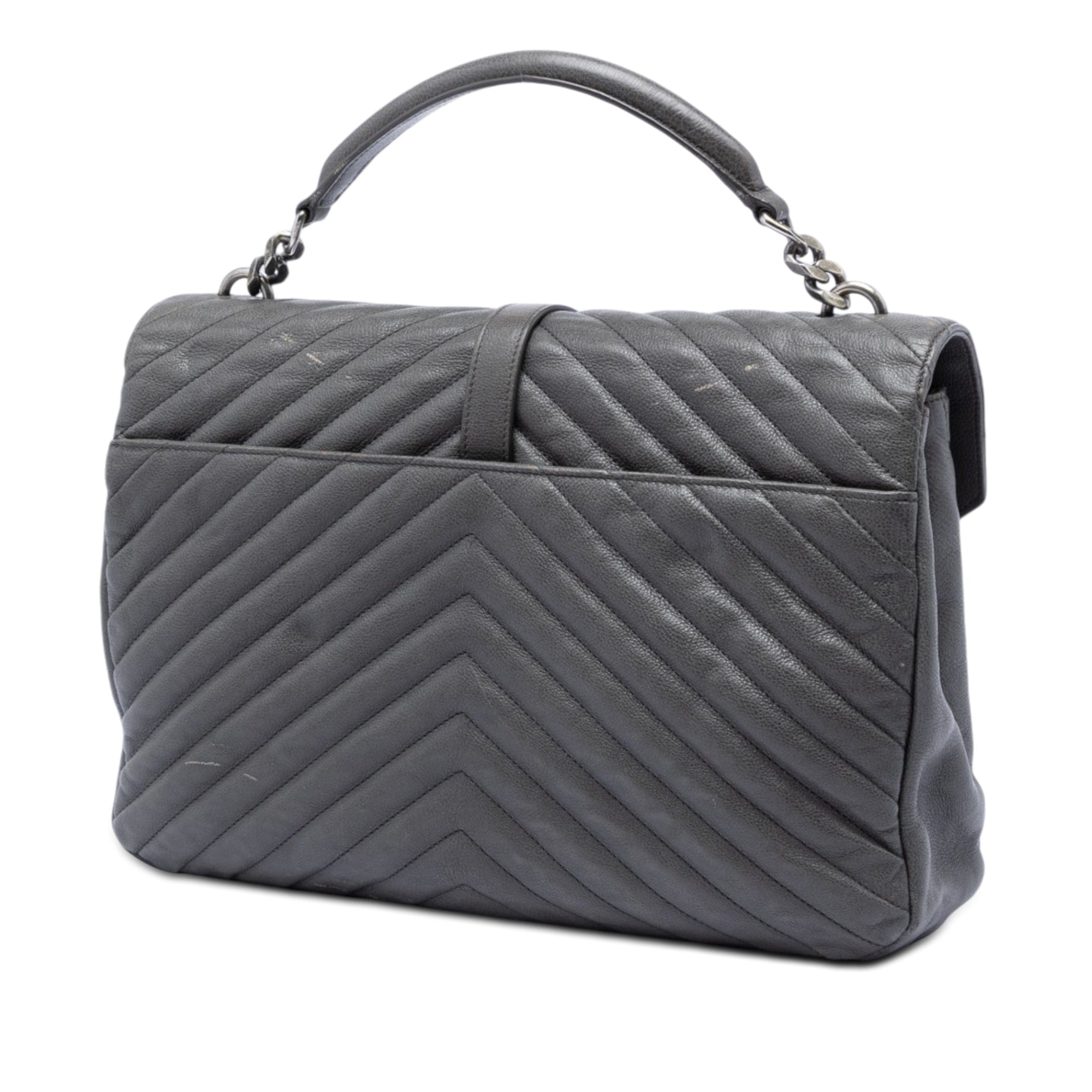 Saint Laurent Large Chevron Sheepskin Monogram College Satchel