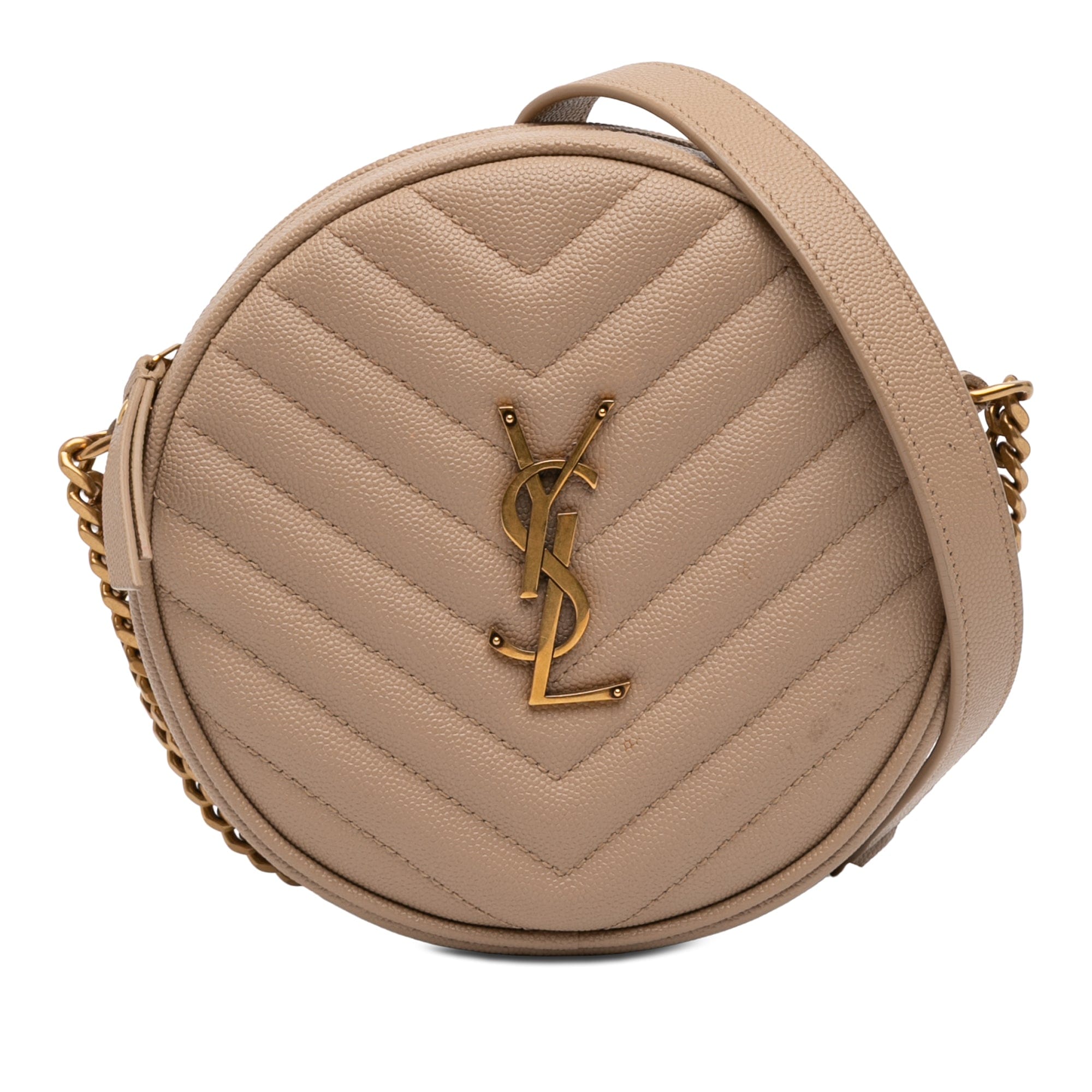 Saint Laurent Grain De Poudre Chevron Round Vinyle Camera Bag