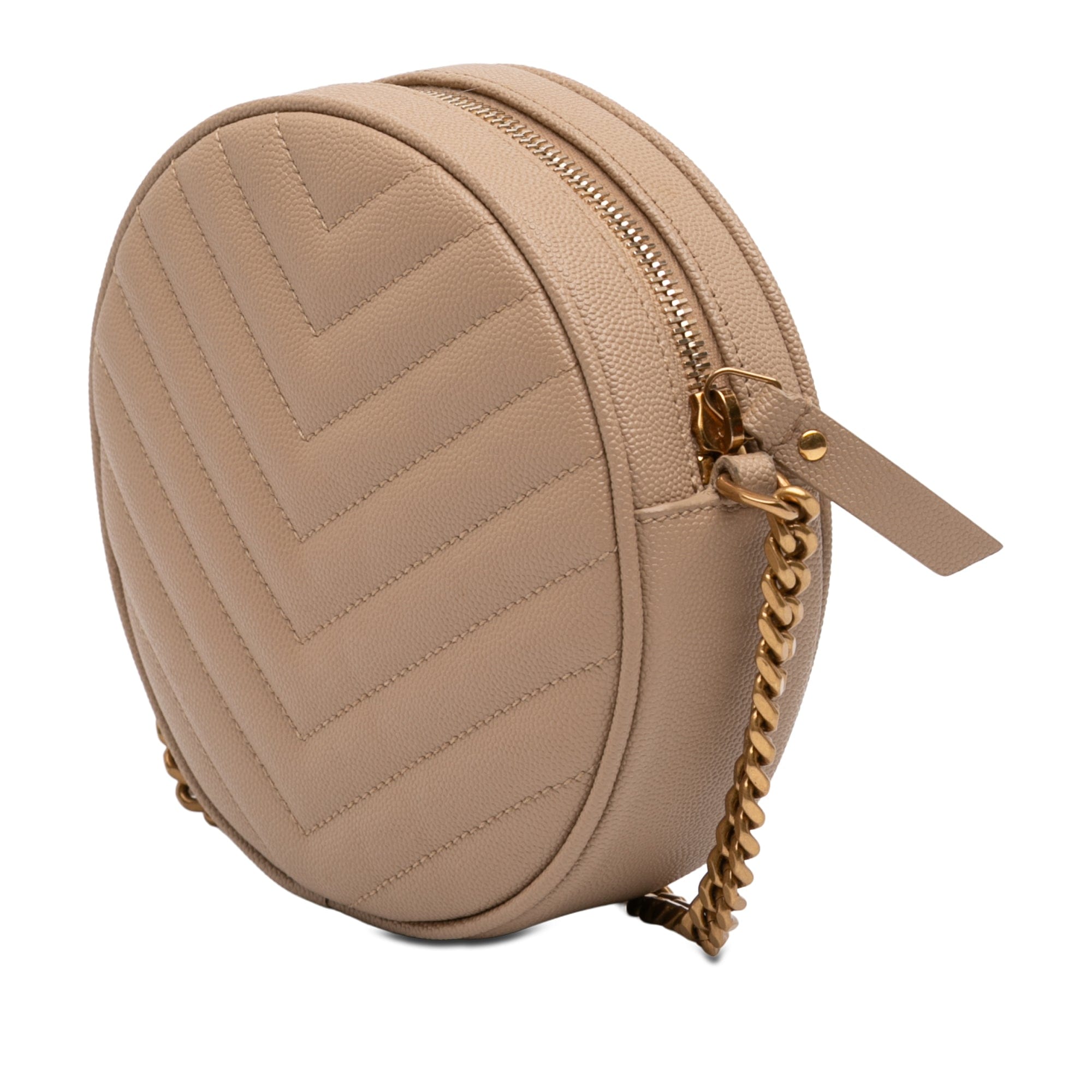 Saint Laurent Grain De Poudre Chevron Round Vinyle Camera Bag