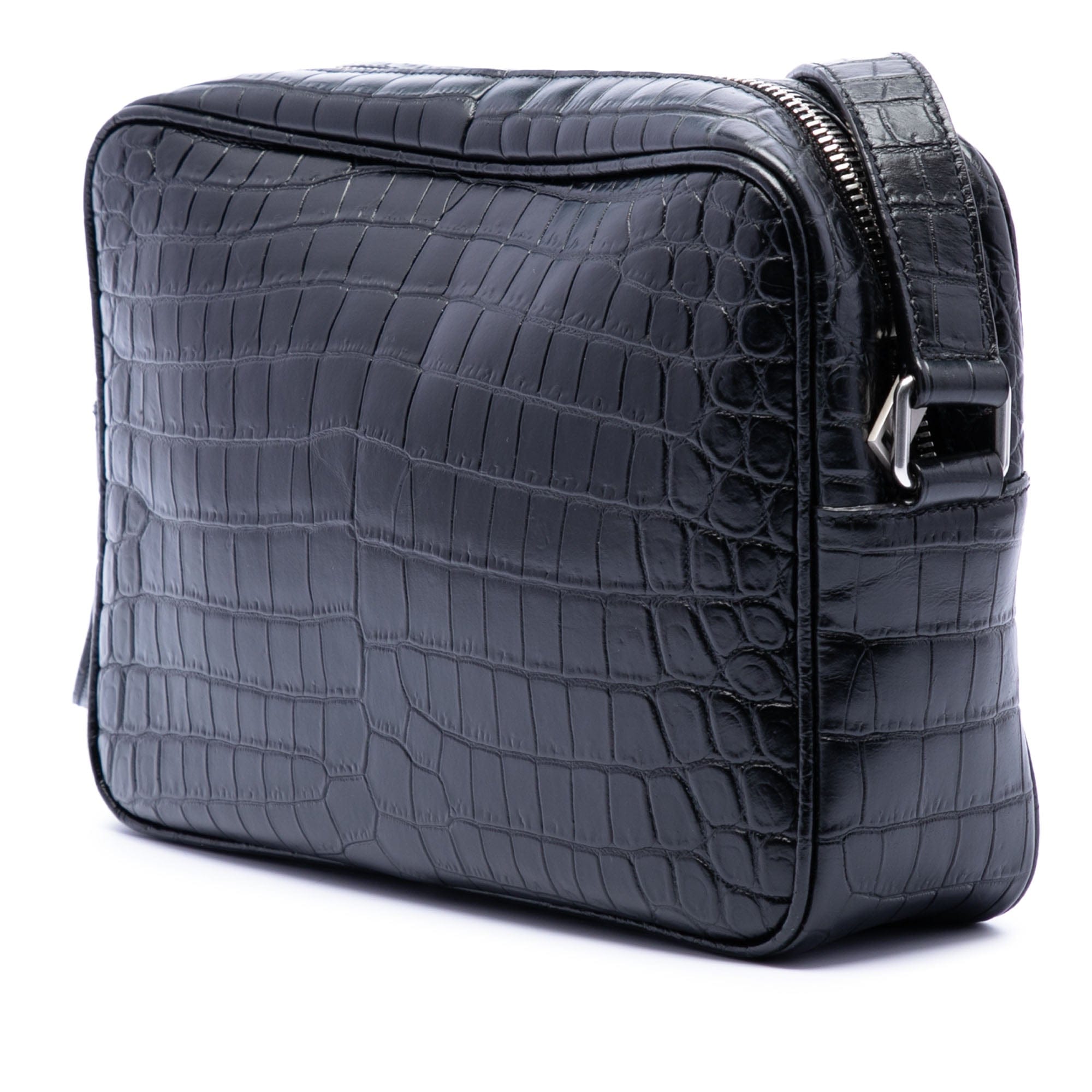 Saint Laurent Crocodile Embossed Leather Camp Camera Bag