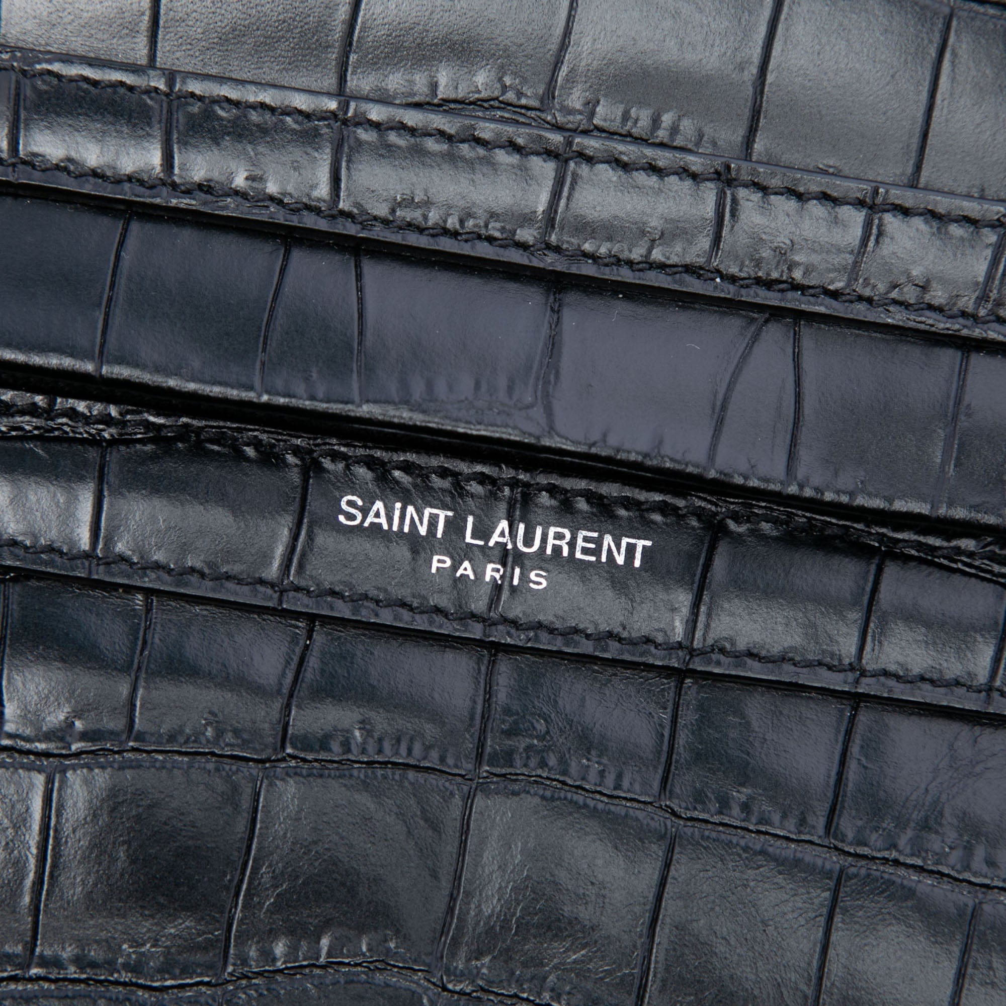 Saint Laurent Crocodile Embossed Leather Camp Camera Bag