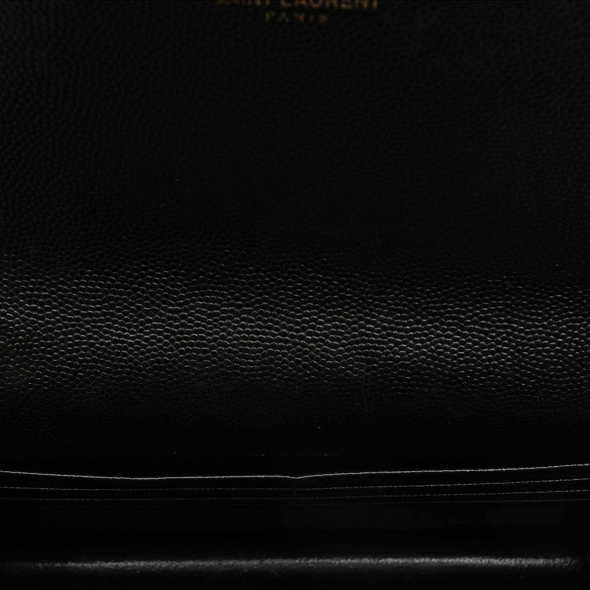 Saint Laurent Grain De Poudre Chevron Cassandre Envelope Chain Wallet