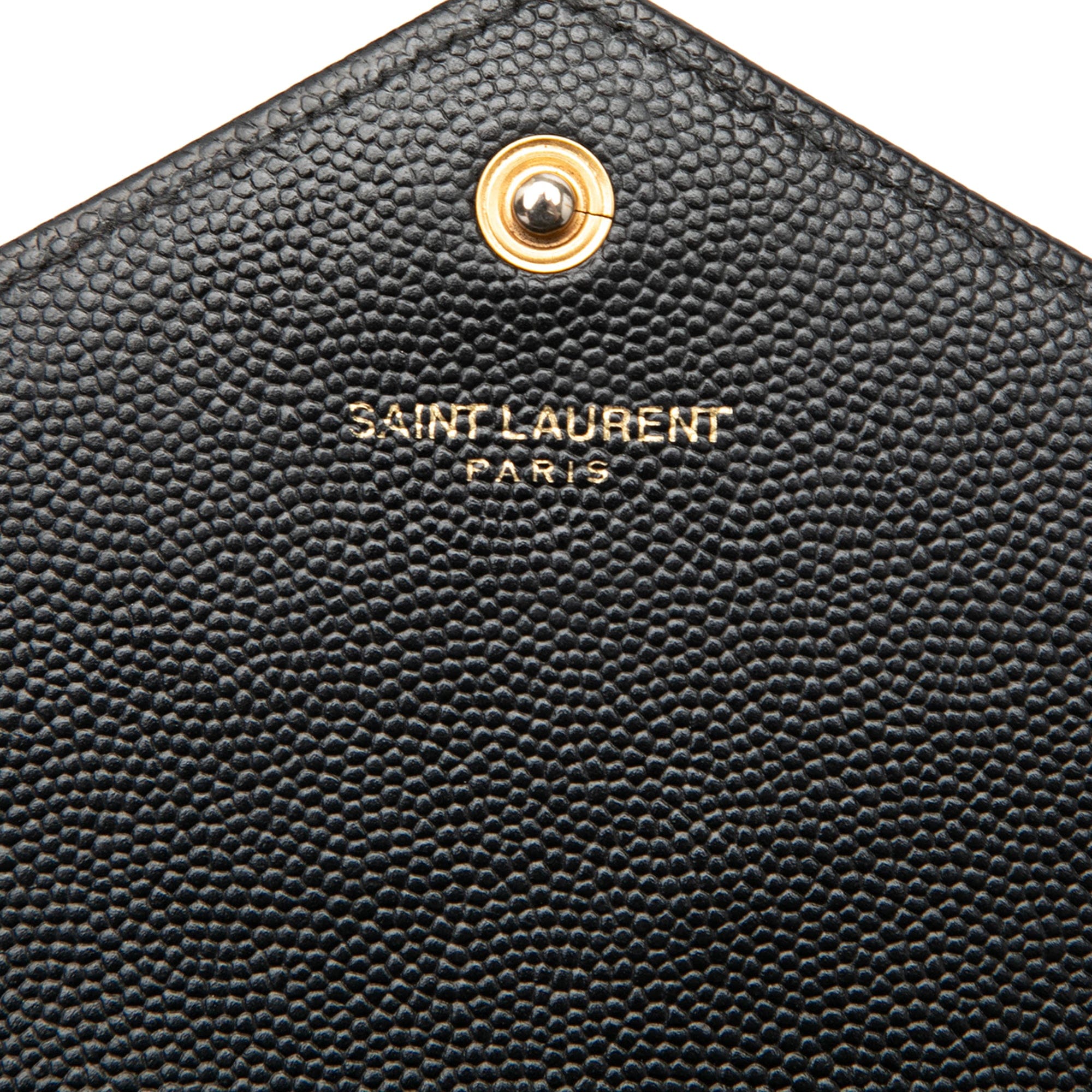 Saint Laurent Grain De Poudre Chevron Cassandre Envelope Chain Wallet