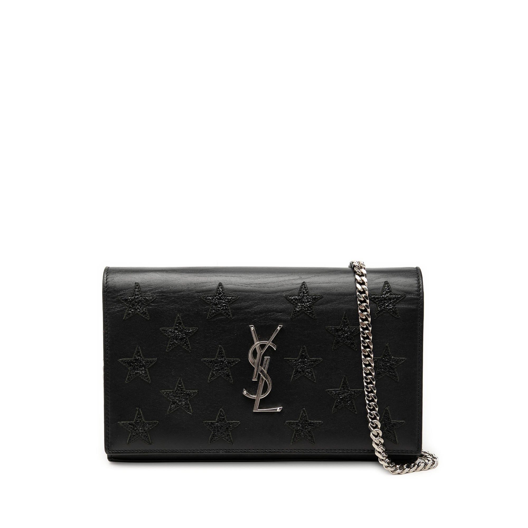 Saint Laurent Calfskin Star Applique Classic Monogram Kate Wallet on Chain