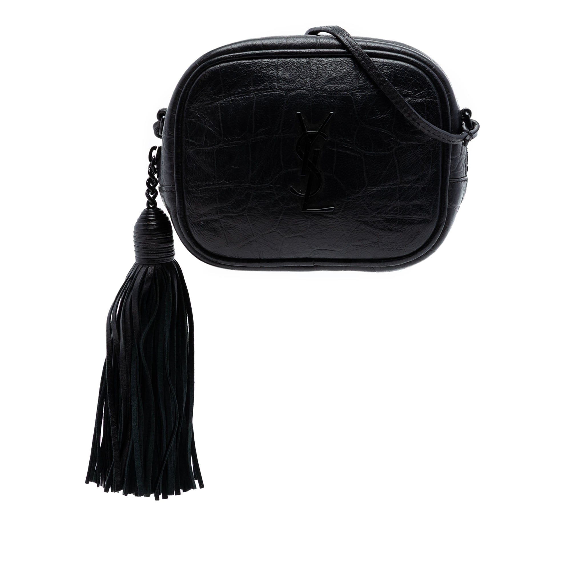 Saint Laurent Mini Croc Embossed Leather Blogger Camera Bag