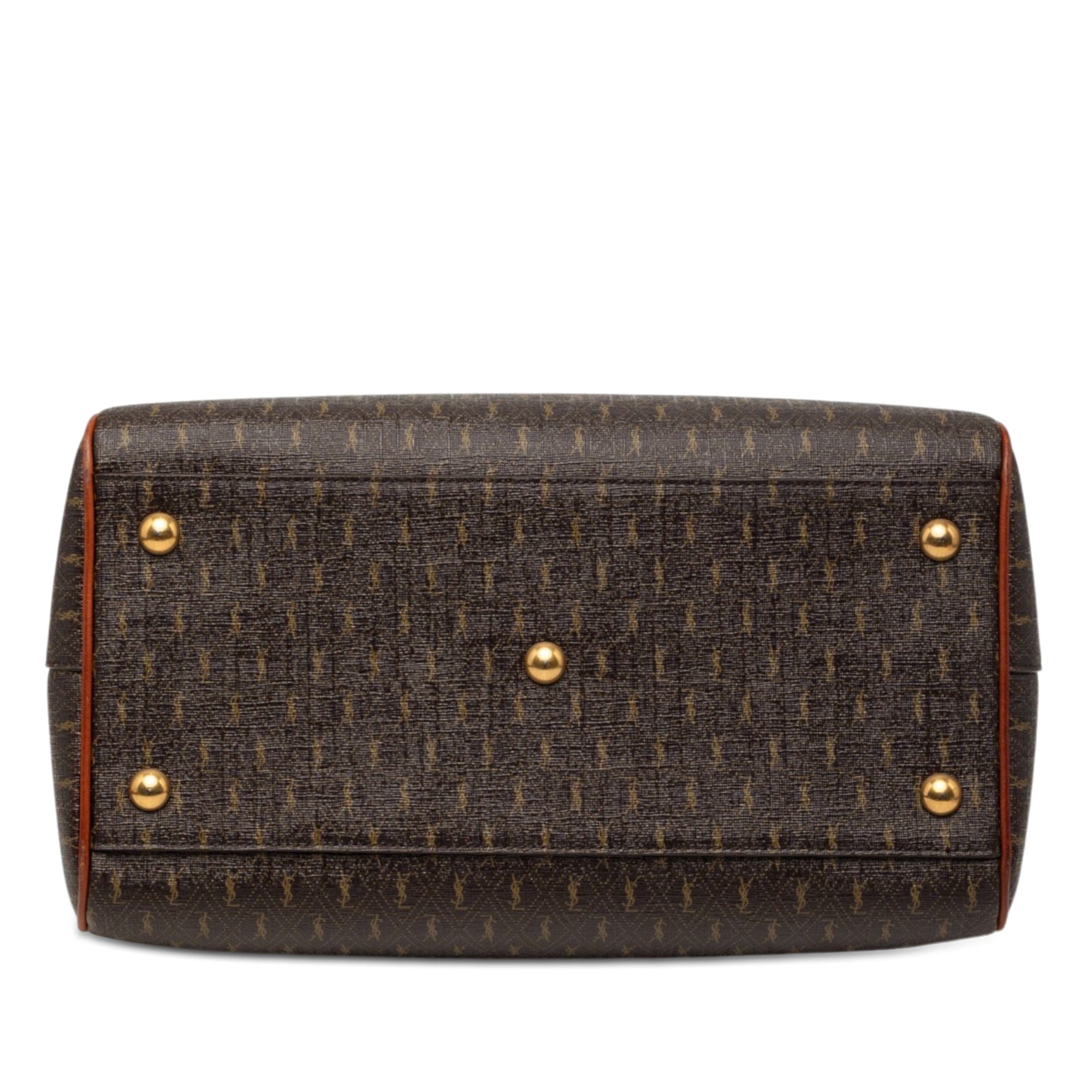Saint Laurent Le Monogramme Coated Canvas and Leather Striped Boston Bag