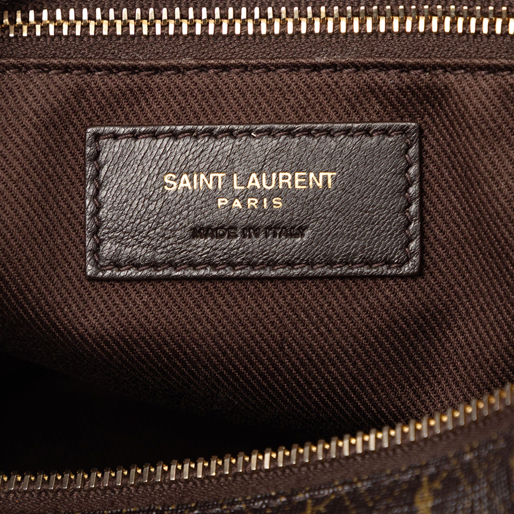 Saint Laurent Le Monogramme Coated Canvas and Leather Striped Boston Bag