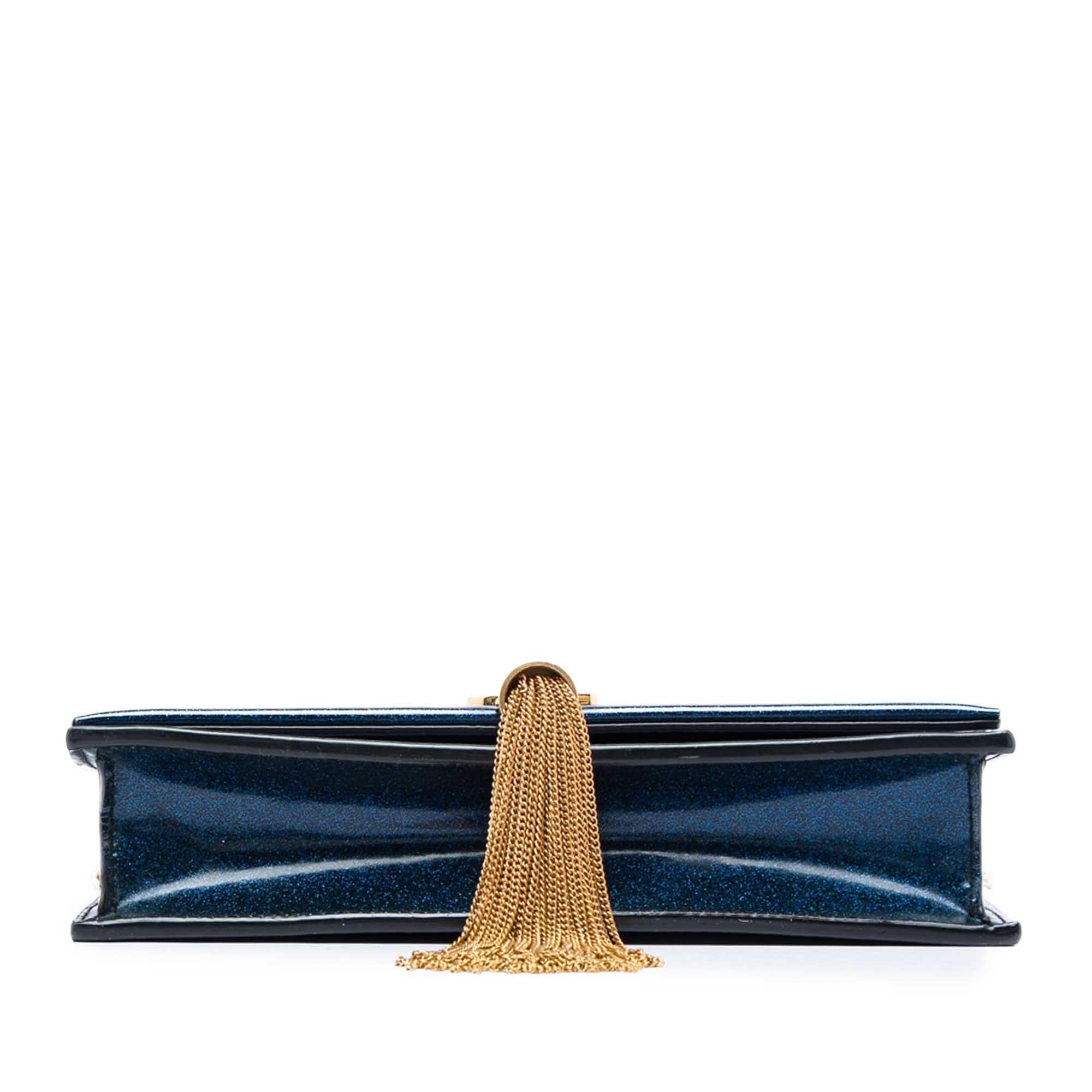 Saint Laurent Glitter Patent Monogram Kate Tassel Wallet on Chain