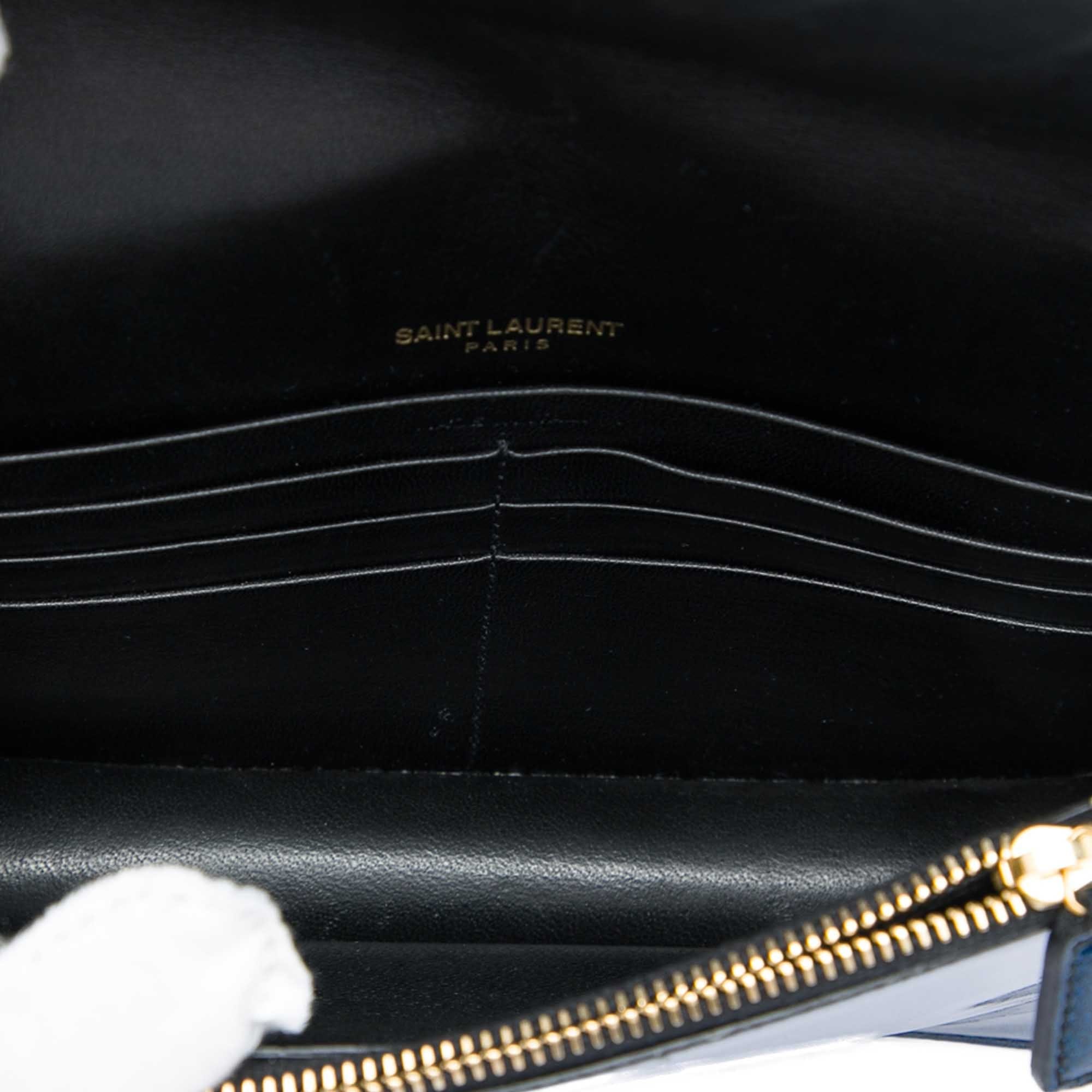 Saint Laurent Glitter Patent Monogram Kate Tassel Wallet on Chain