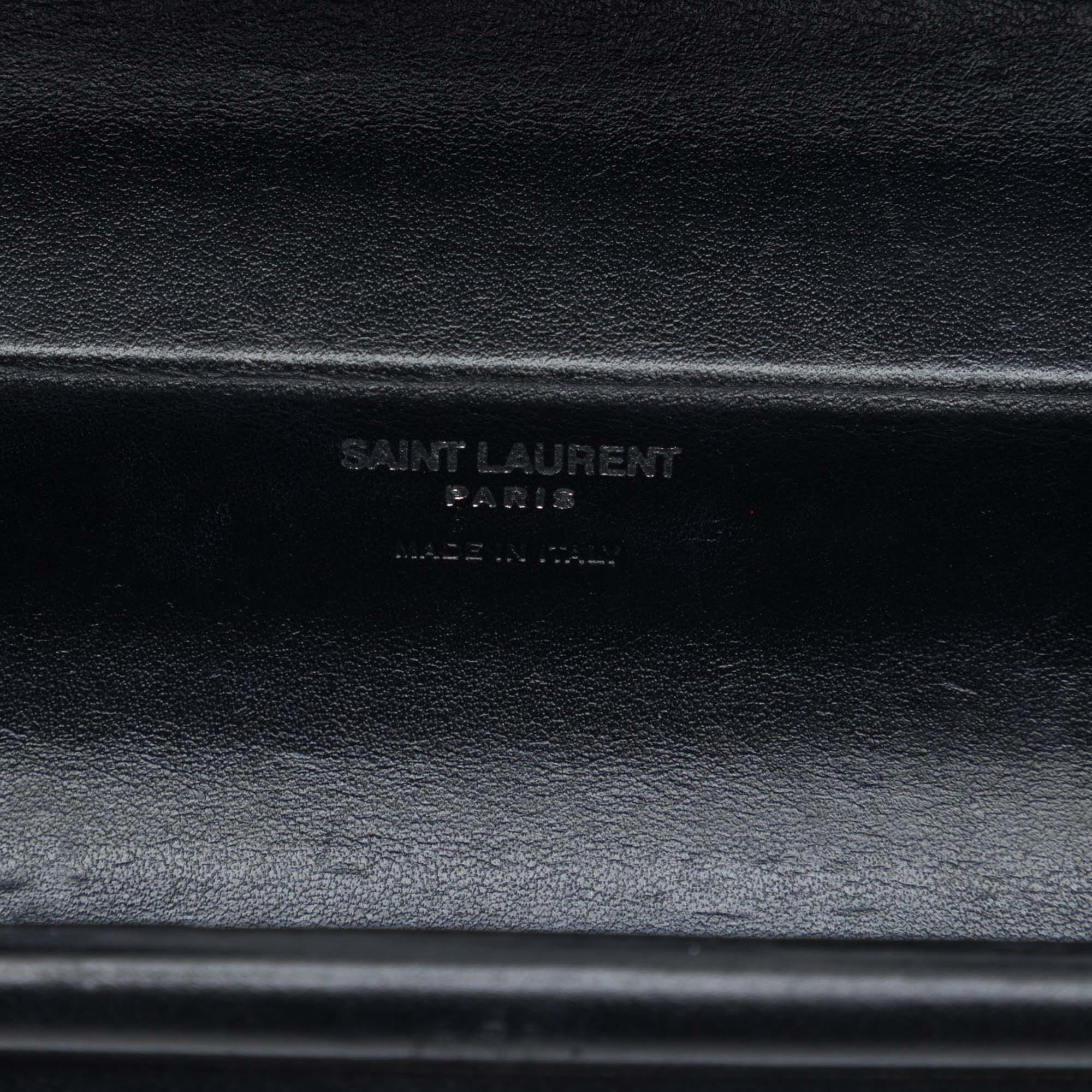 Saint Laurent Ribbed Acrylic Lambskin Fringe Monogram Monochrome Opium Box Bag