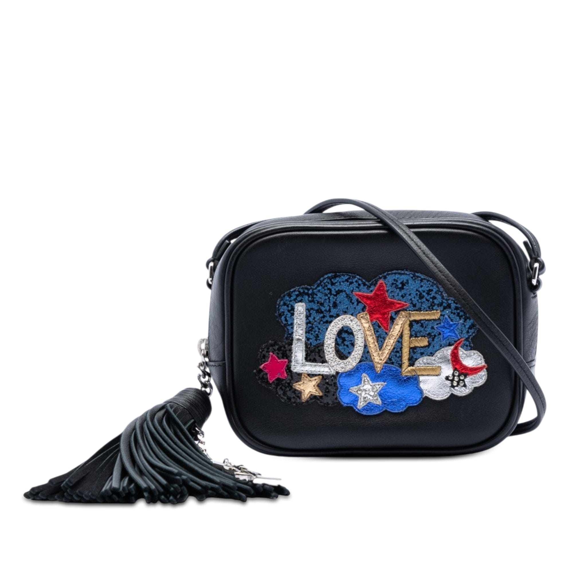 Saint Laurent Mini Embroidered Nappa Love Blogger Camera Bag