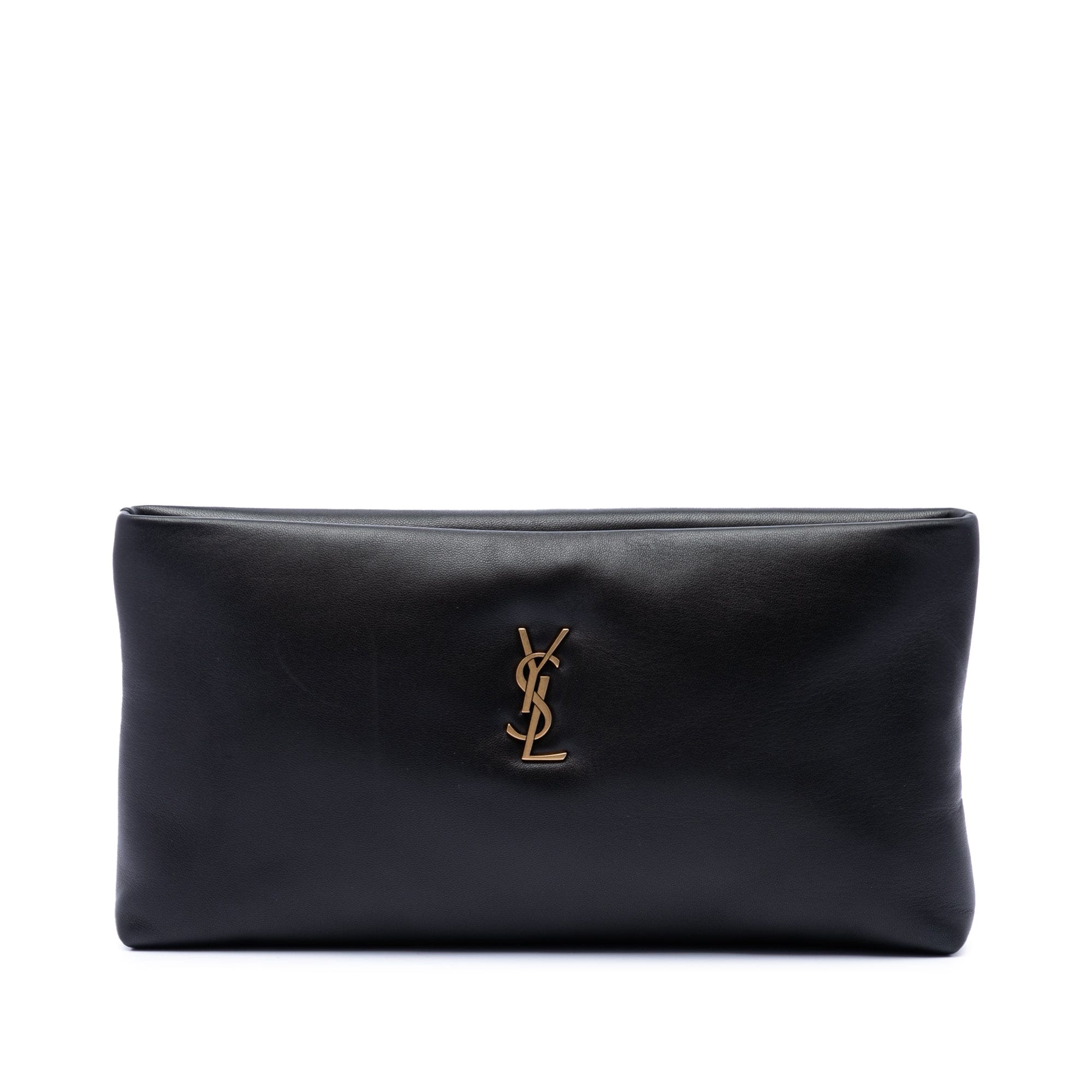 Saint Laurent Lambskin Monogram Long Calypso Zipped Pouch