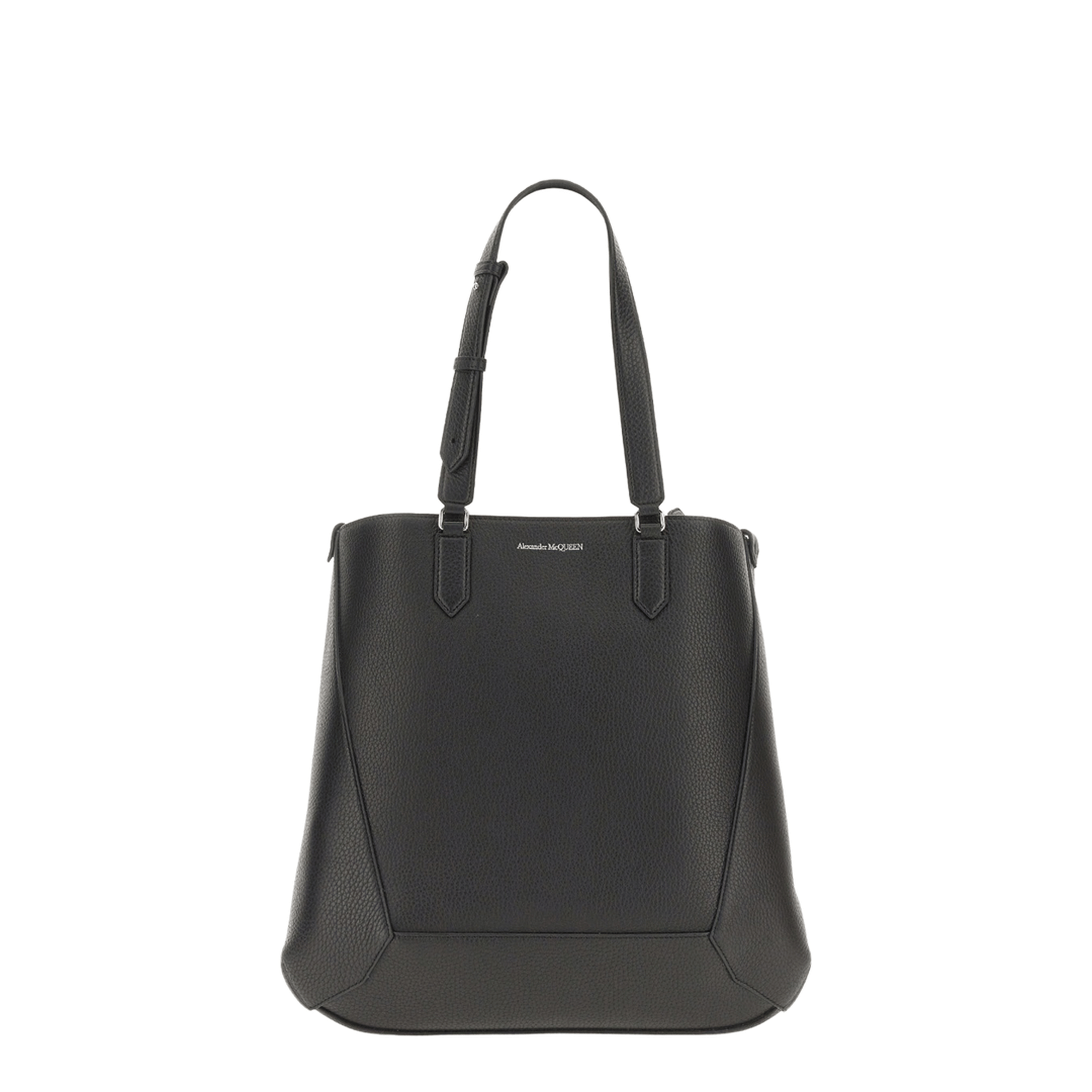 Alexander McQueen Edge Medium Calf Leather Tote - Black