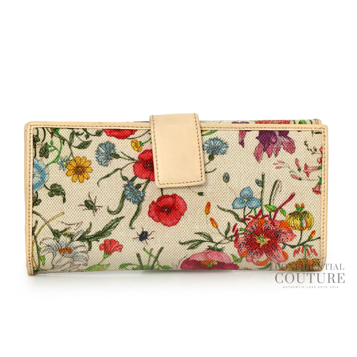 Gucci Flora/Nude Horsebit Flap Wallet